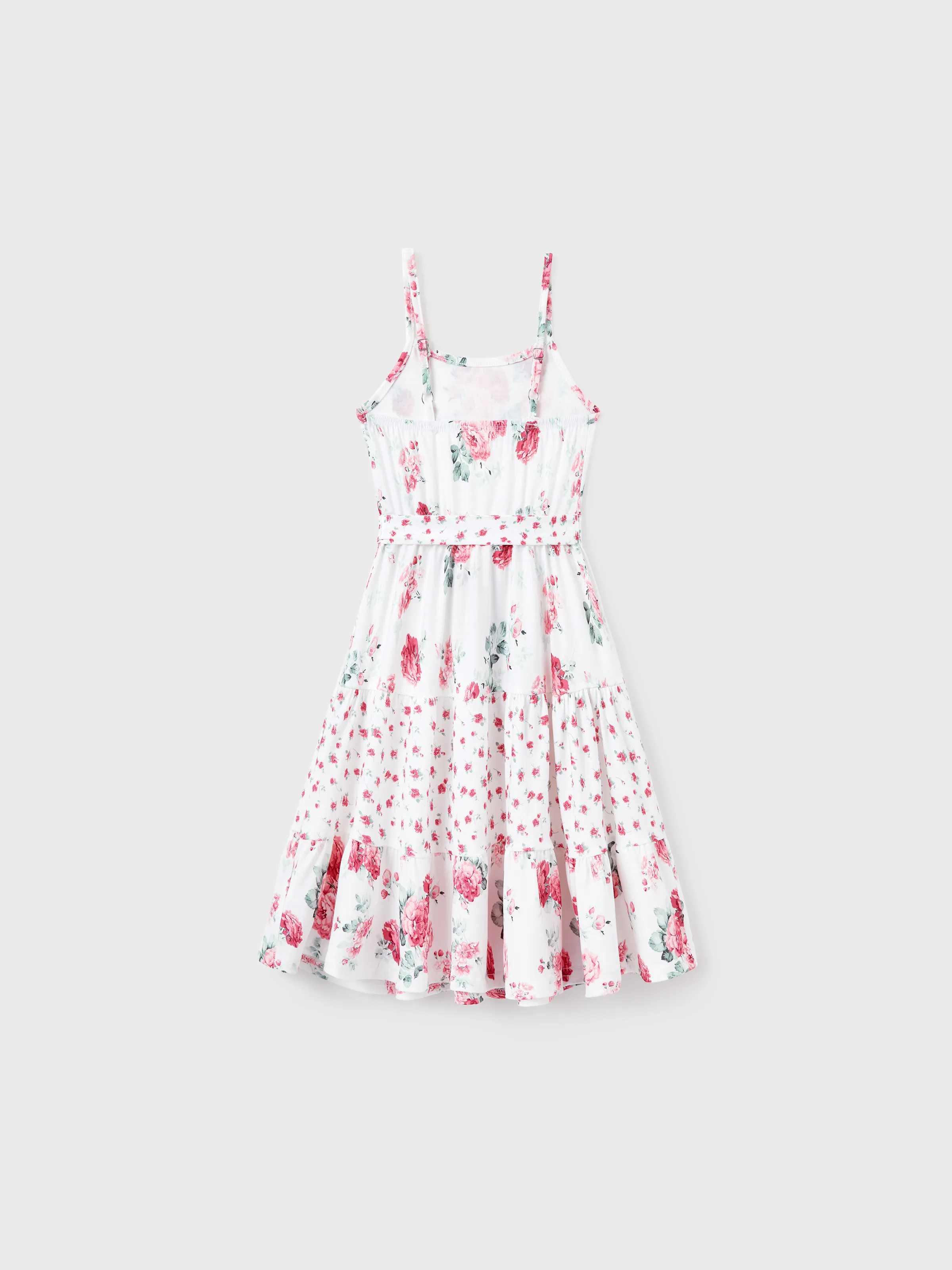 Daddy & Daughter Outfits Set Solid Color Short-sleeve Polo Collar Shirt or Flower Print Hollow out Dress Pink - Image 9