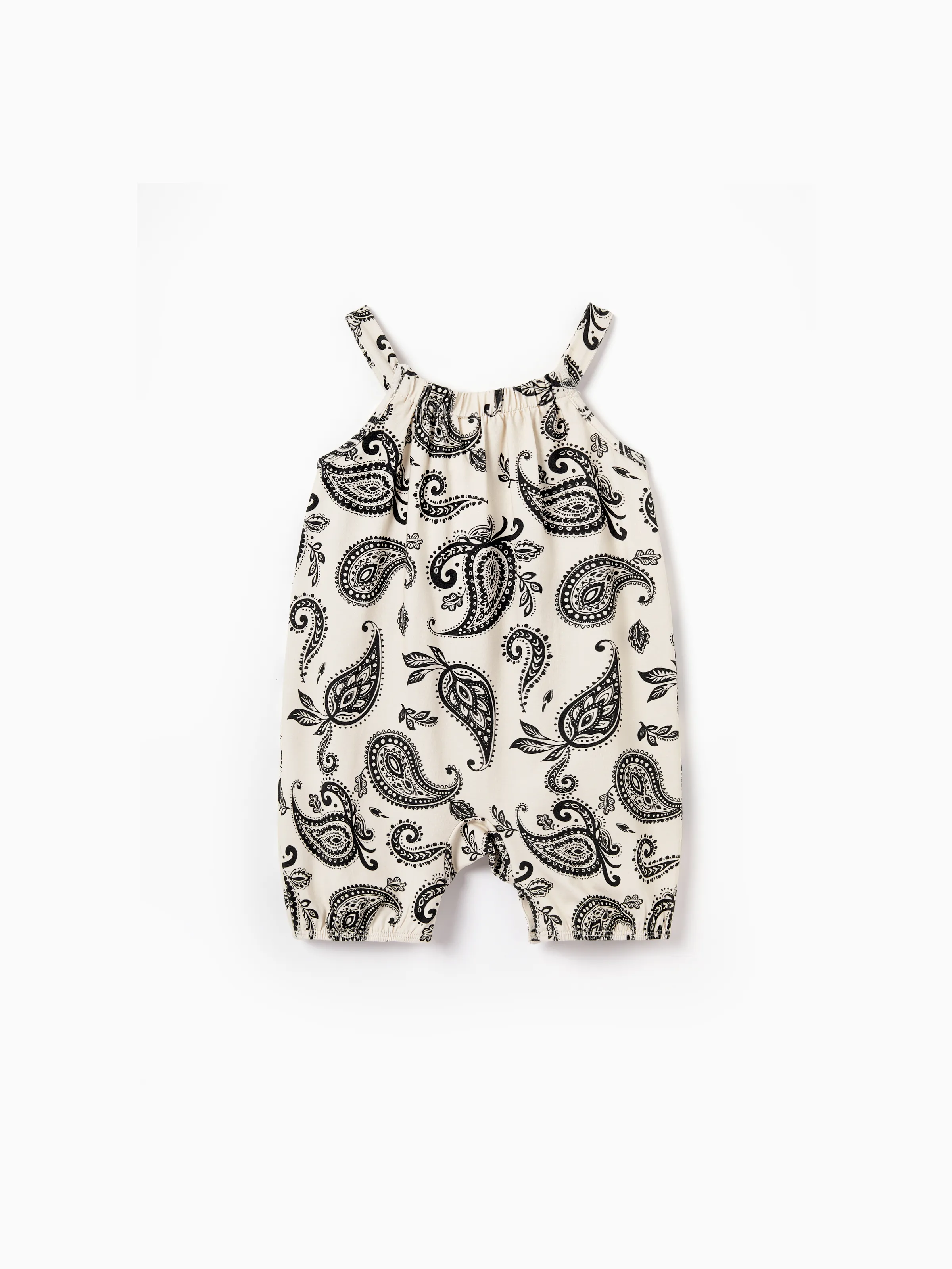 Daddy & Daughter Paisley Print Outfits Sleeveless Spaghetti Strap Dress & Cotton T-Shirt for Mom, Dad, & Kids Perfect for Family Outings & Photos Black - Image 14