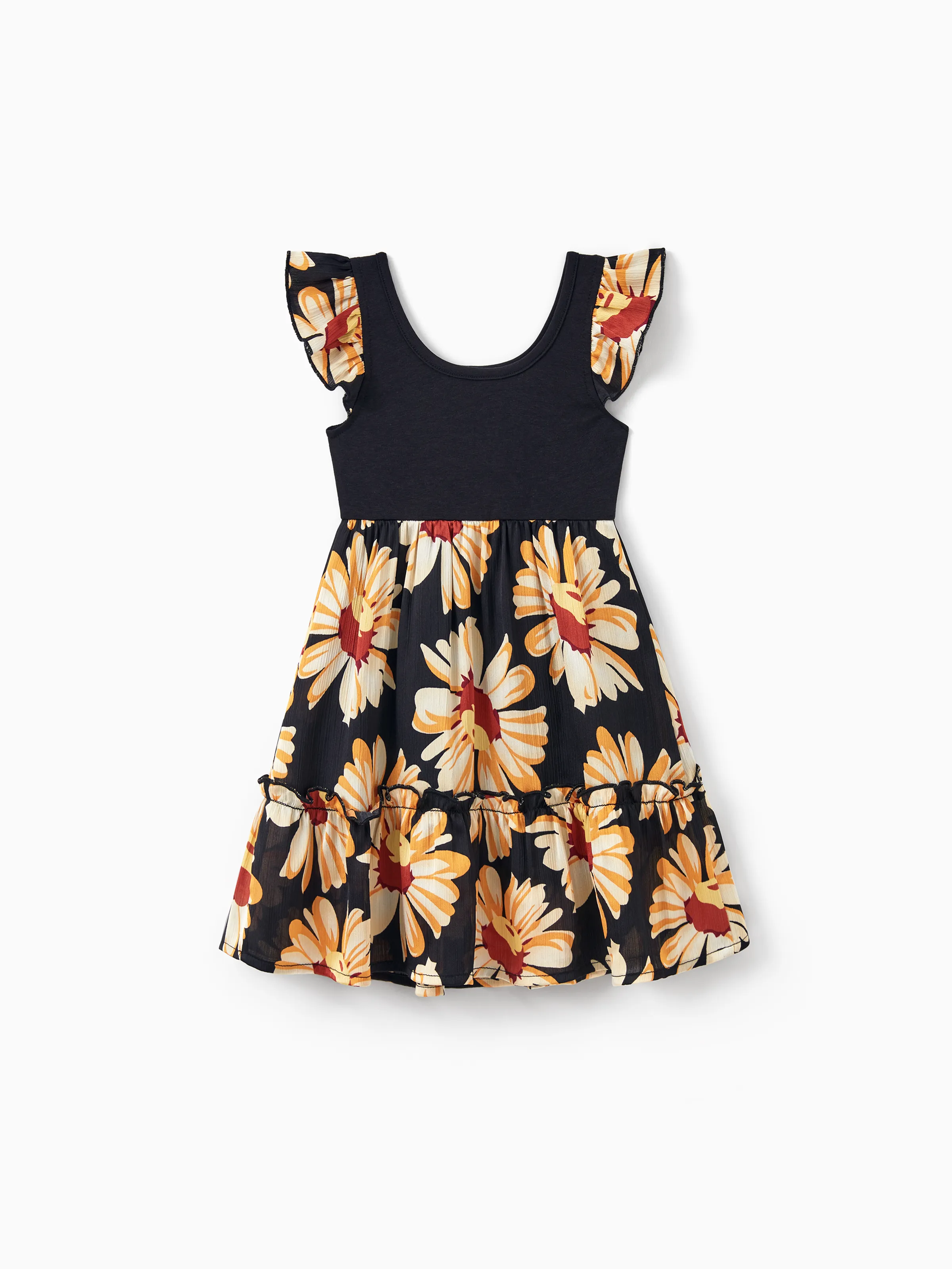 Daddy & Daughter Set Floral Sleeveless Strappy Dress or Colorblock Short-sleeve T-shirt Black - Image 19