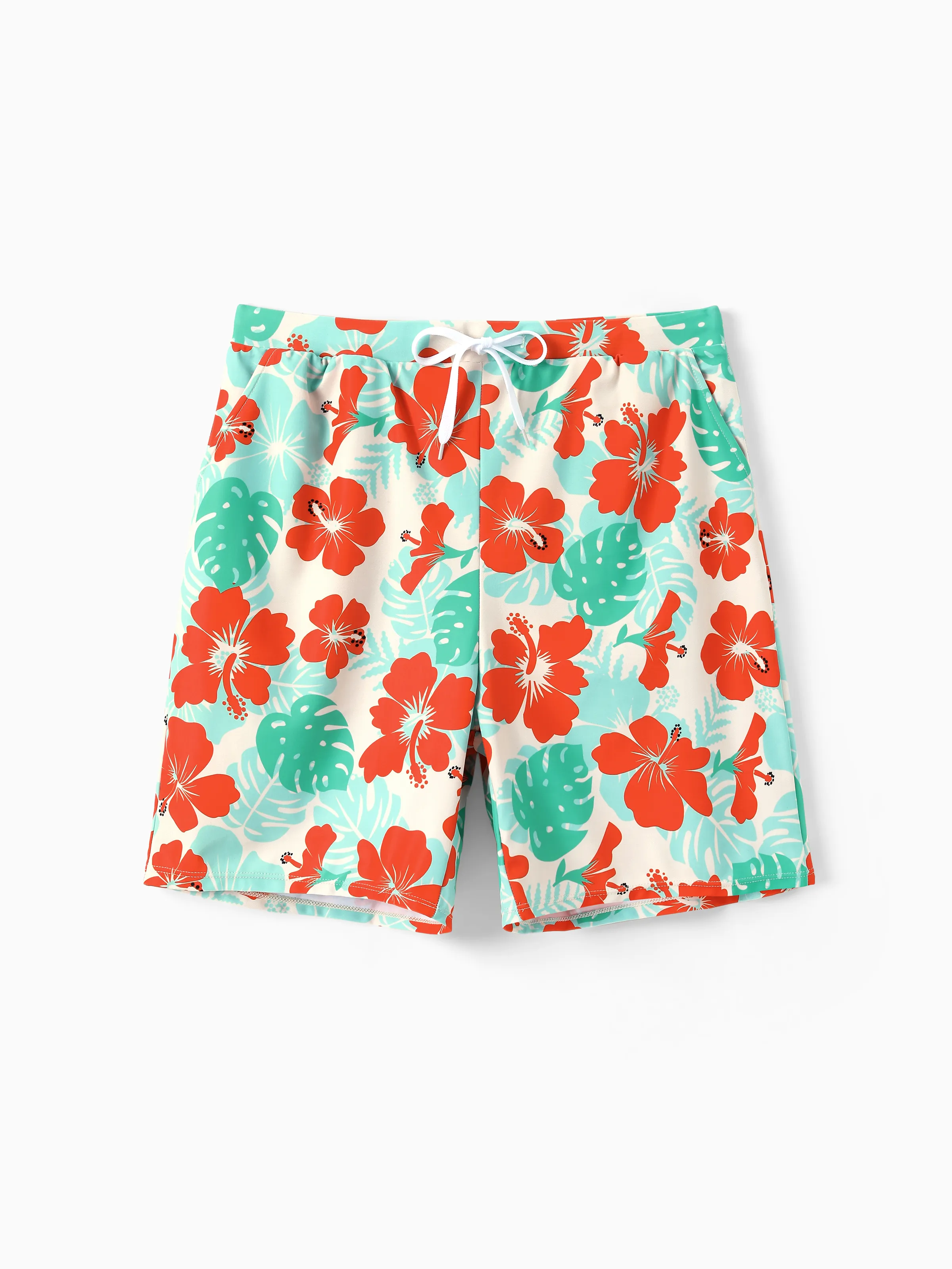 Daddy & Daughter Tropical Floral Print Swim Trunk or Ruffle Trim Bikini with Optional Beach Cover-Up Dress Orange - Image 13