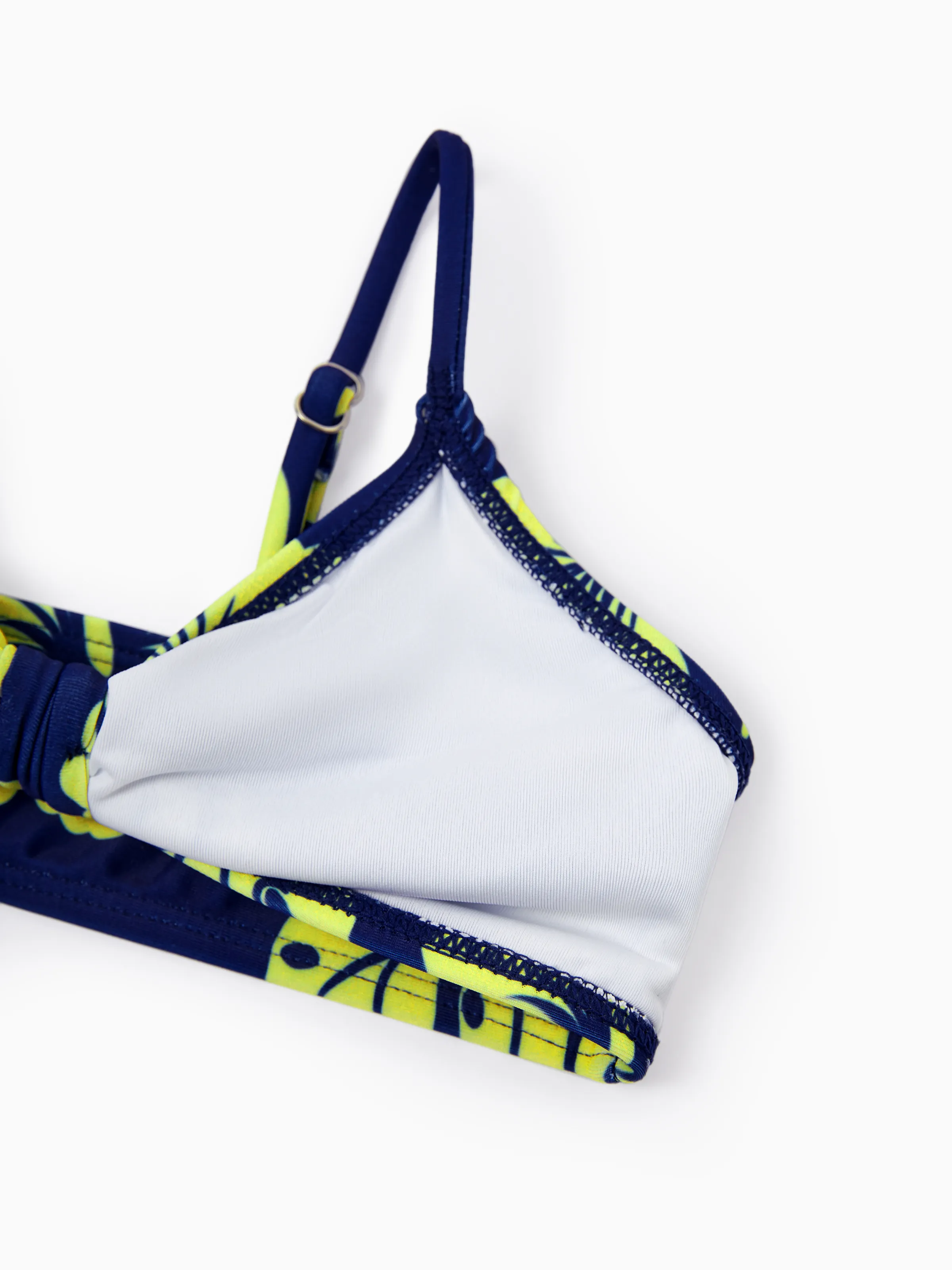 Daddy & Daughter Tropical Floral Swimsuits Halter Bikini & Swim Trunks Set Deep Blue - Image 17