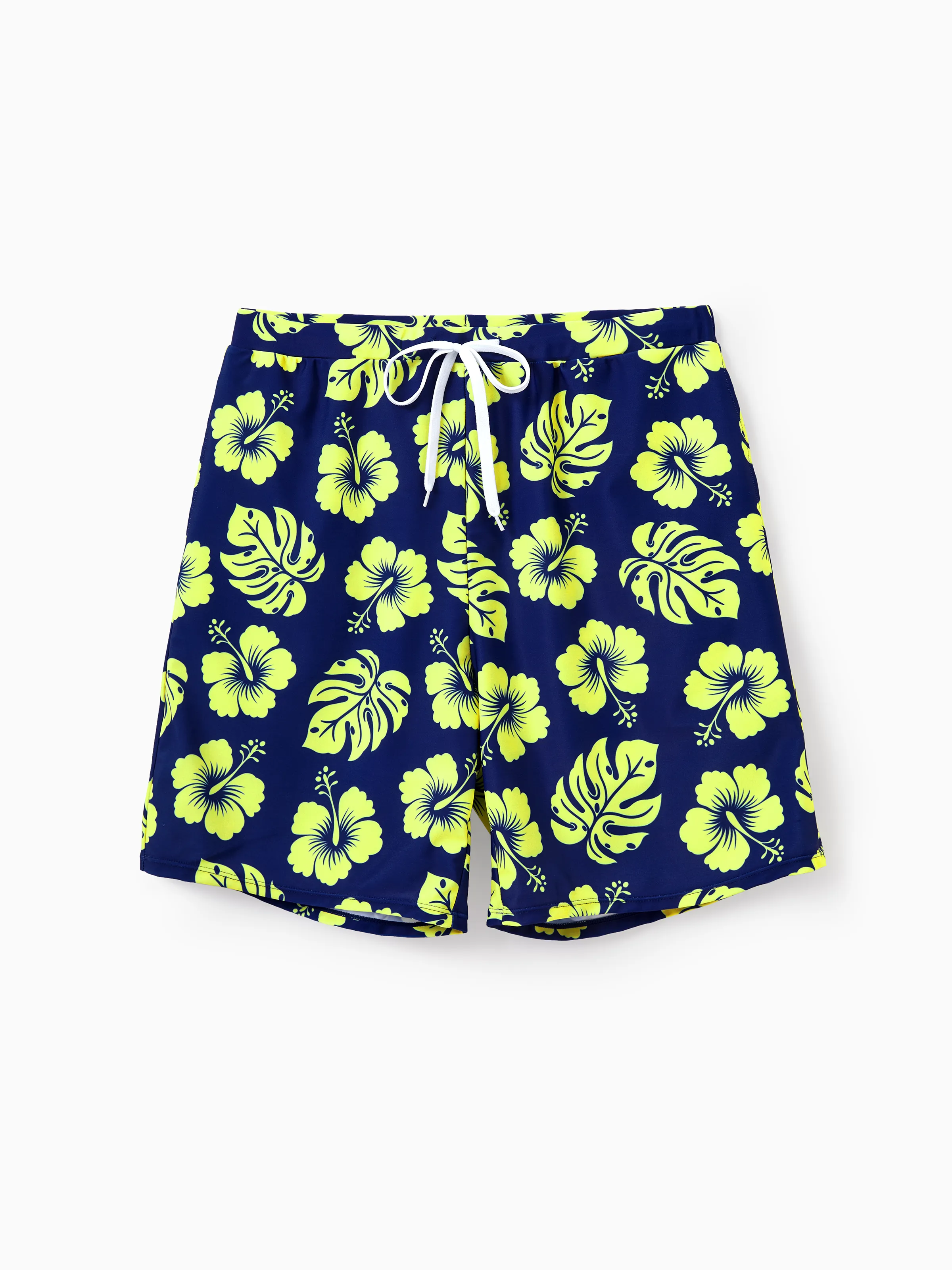 Daddy & Daughter Tropical Floral Swimsuits Halter Bikini & Swim Trunks Set Deep Blue - Image 6