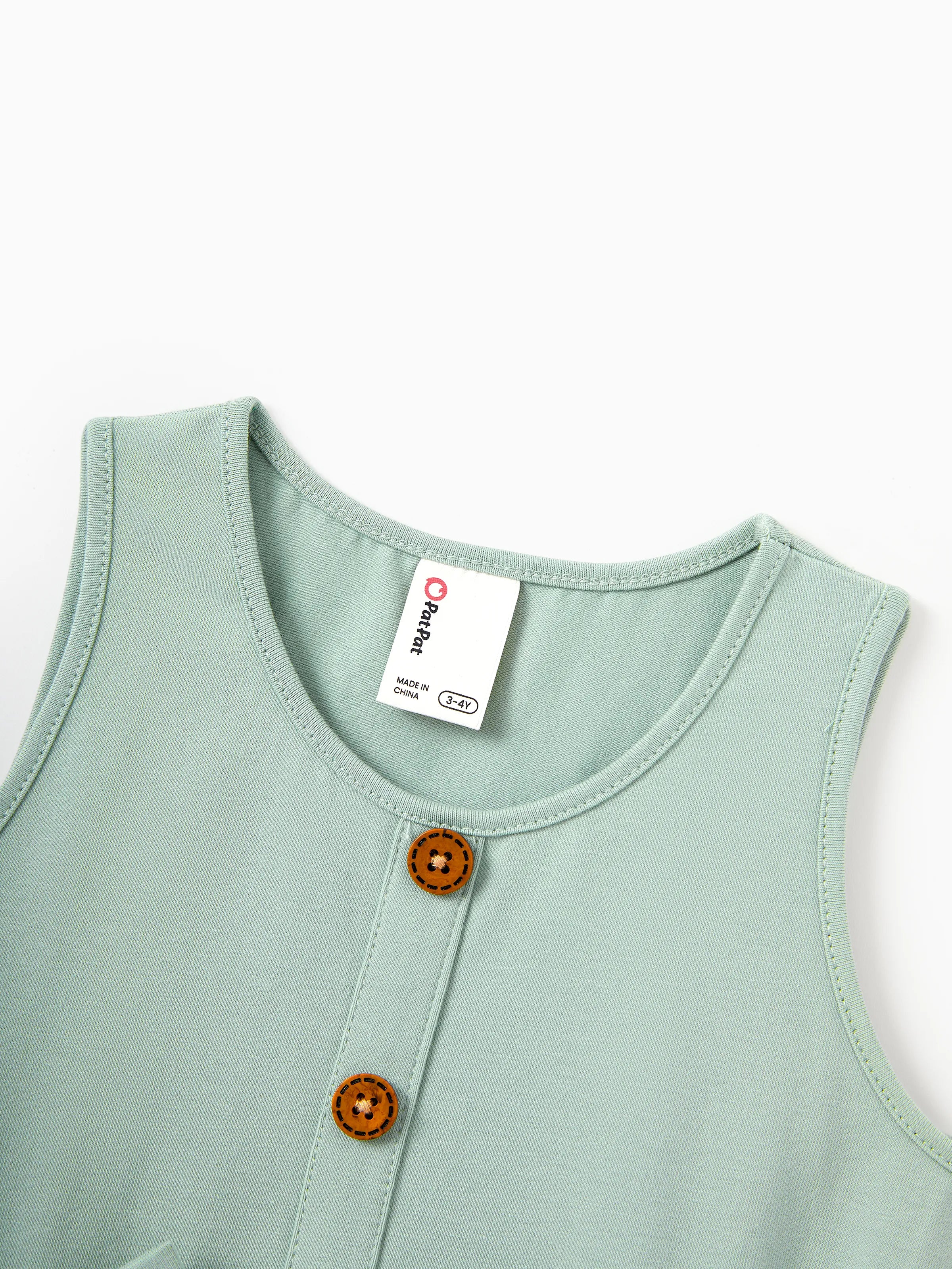 Daddy & Me Tropical Print Outfits,Daughter Tank Dress & Dad Cotton T-Shirt Set Green - Image 15