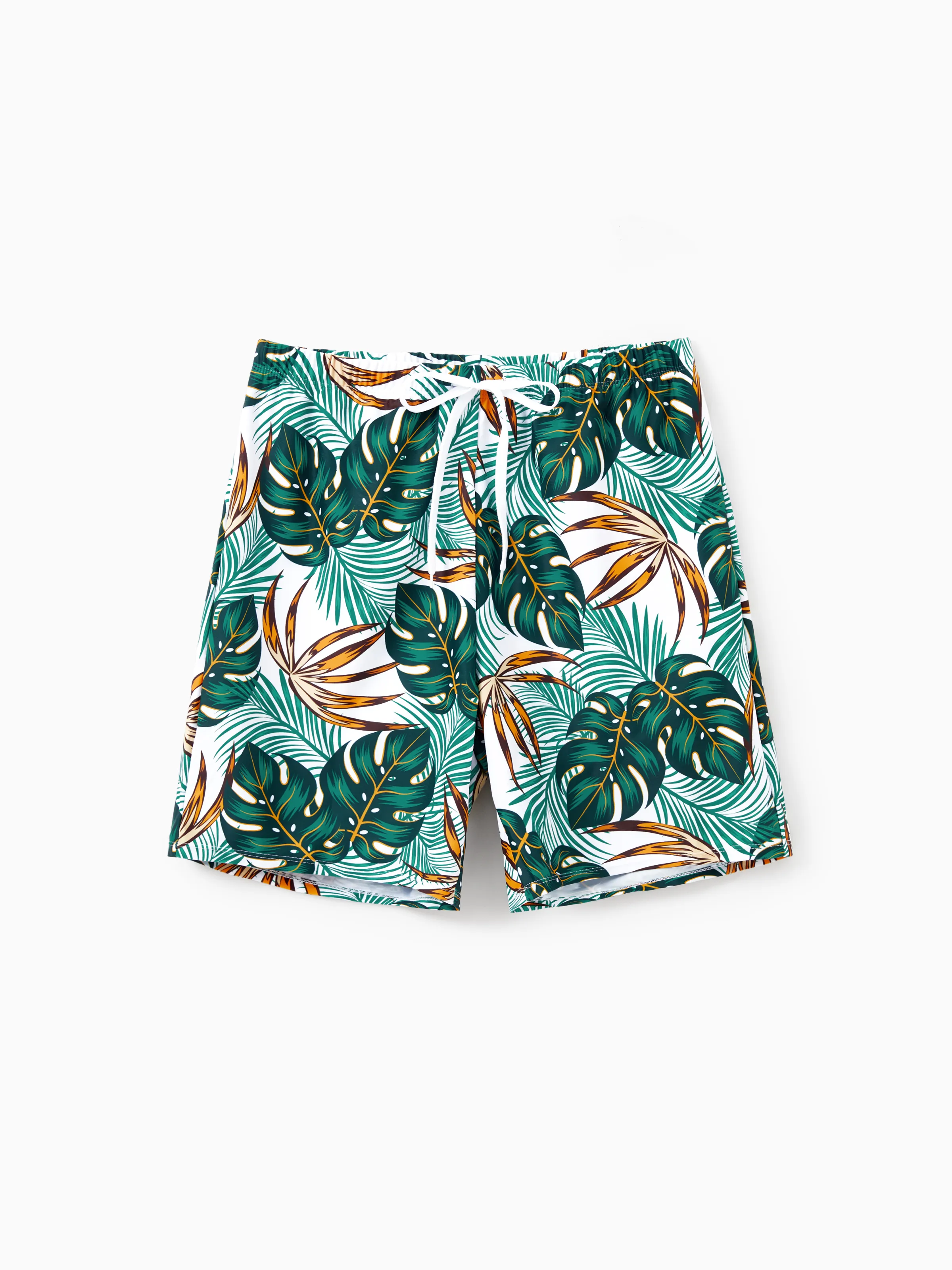 Daddy & Son Allover Plants Print Swim Trunks Shorts Dark Green - Image 4
