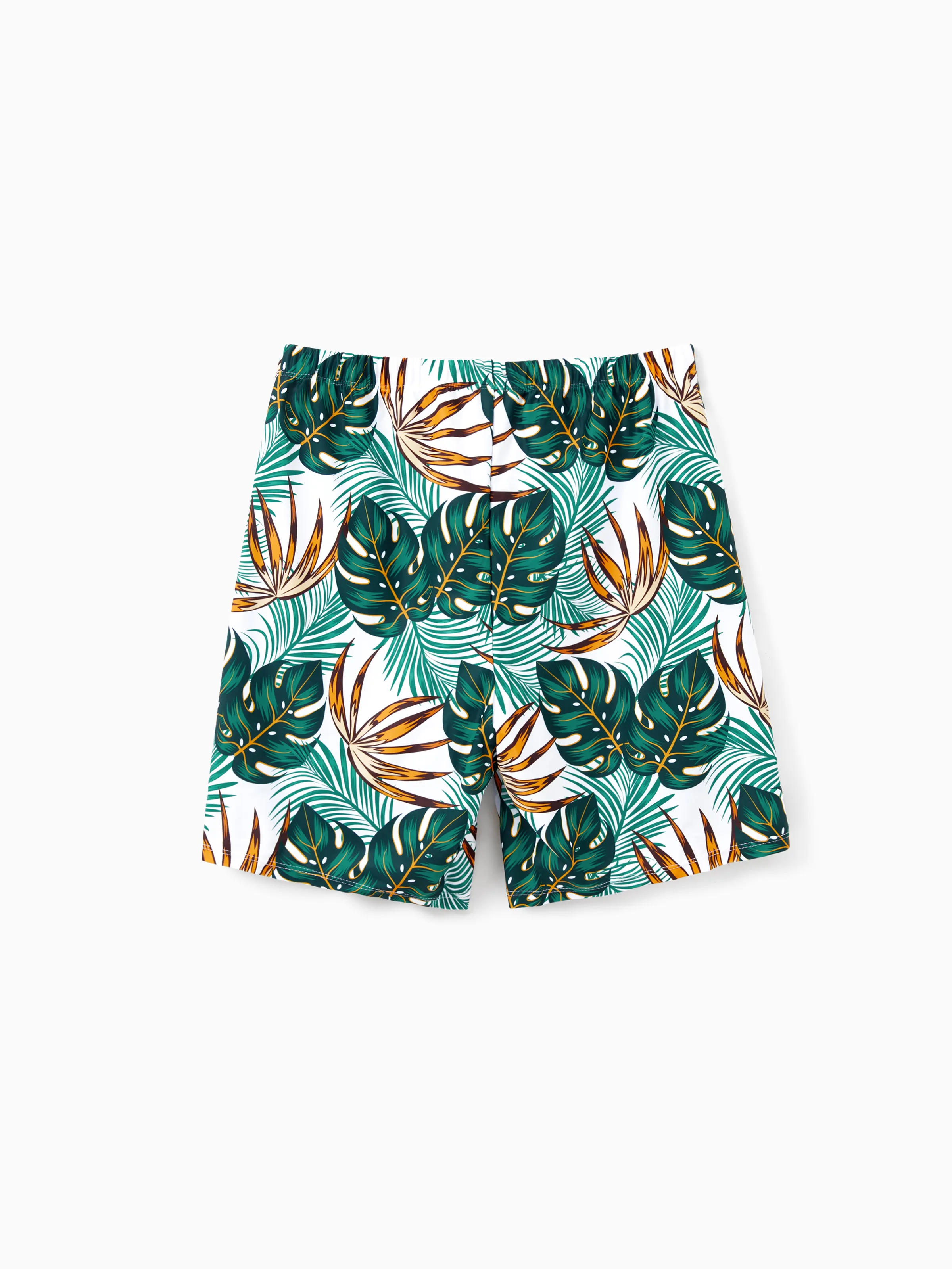 Daddy & Son Allover Plants Print Swim Trunks Shorts Dark Green - Image 5