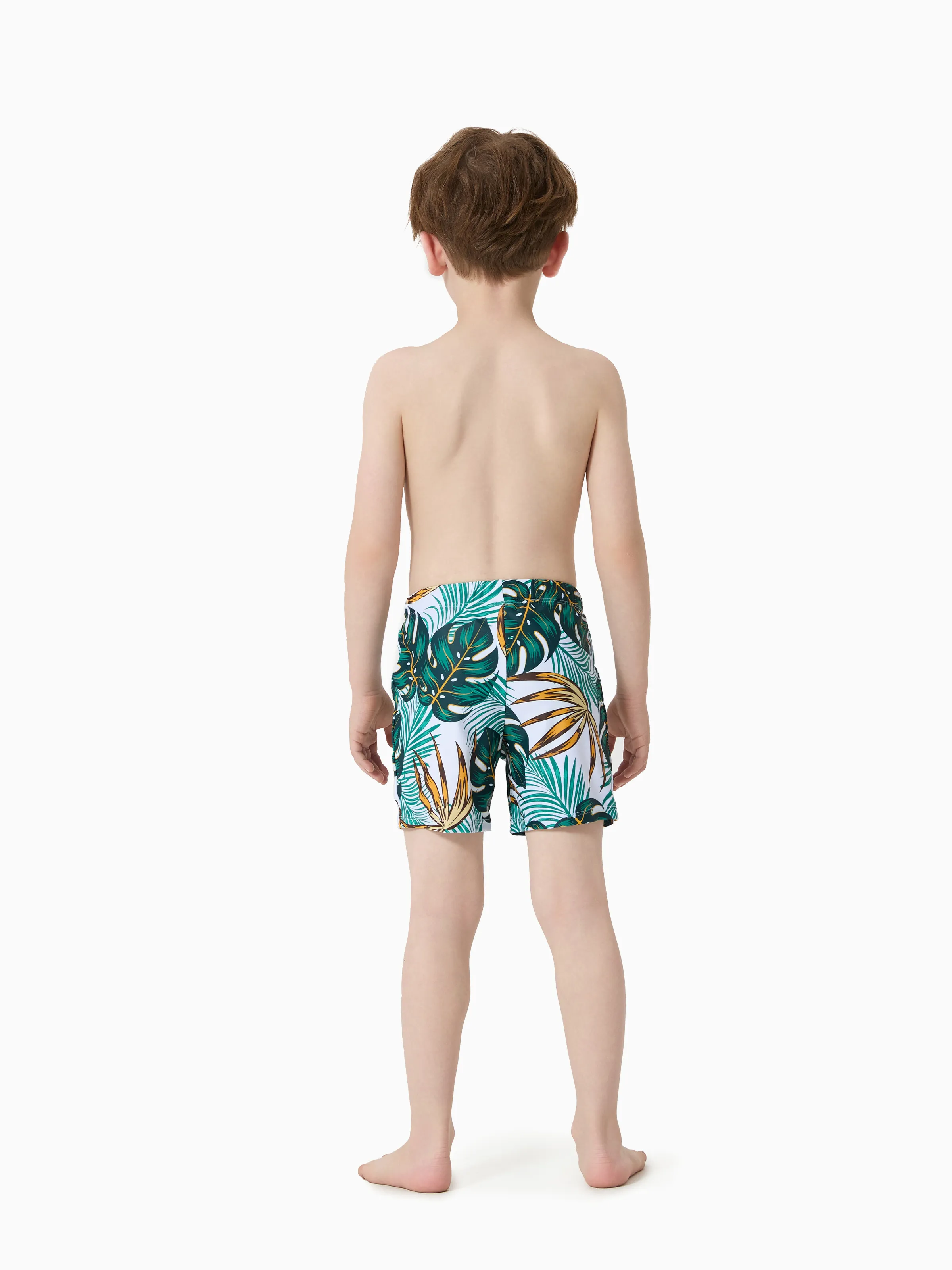 Daddy & Son Allover Plants Print Swim Trunks Shorts Dark Green - Image 9