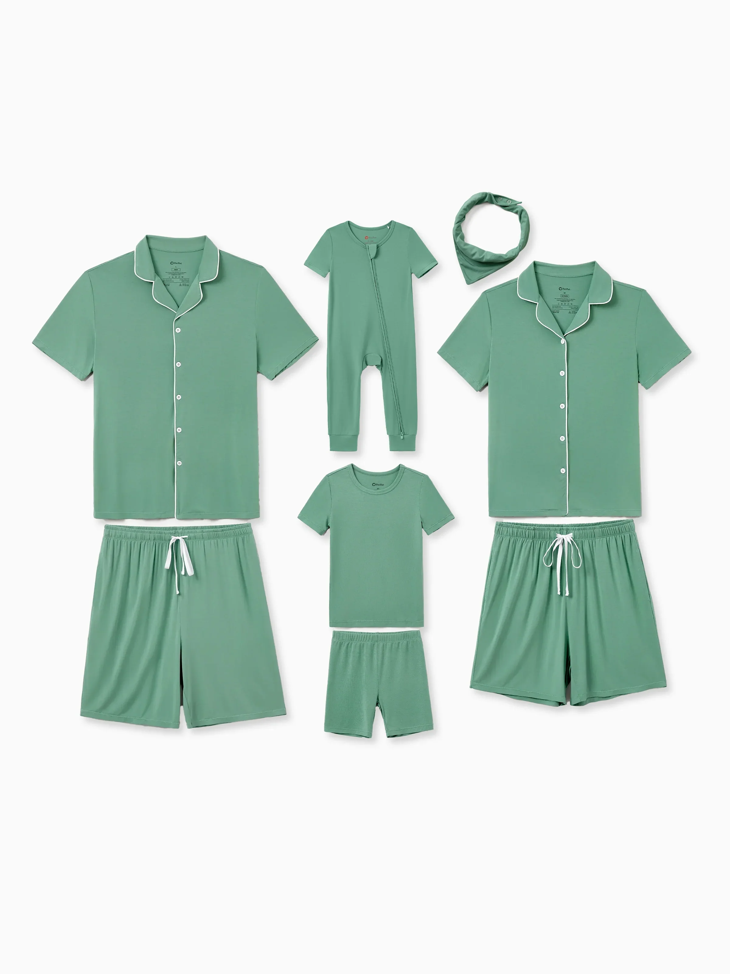 Daddy & Son Bamboo Pajamas Buttery Soft Bamboo Viscose PJs for Men Women Kids Toddler Baby, Solid Color Short Sleeve Shirt & Shorts Sleepwear Green - Image 2