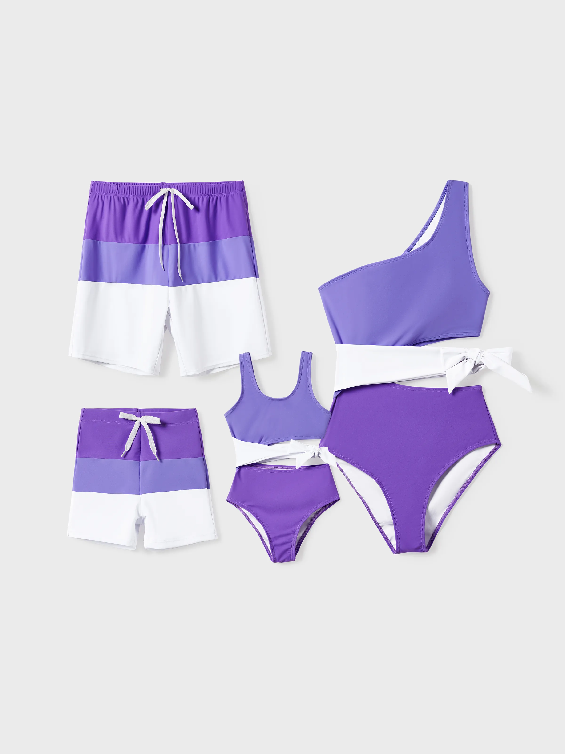 Daddy & Son Color-block Swim Trunks (Quick-Dry) ColorBlock - Image 2