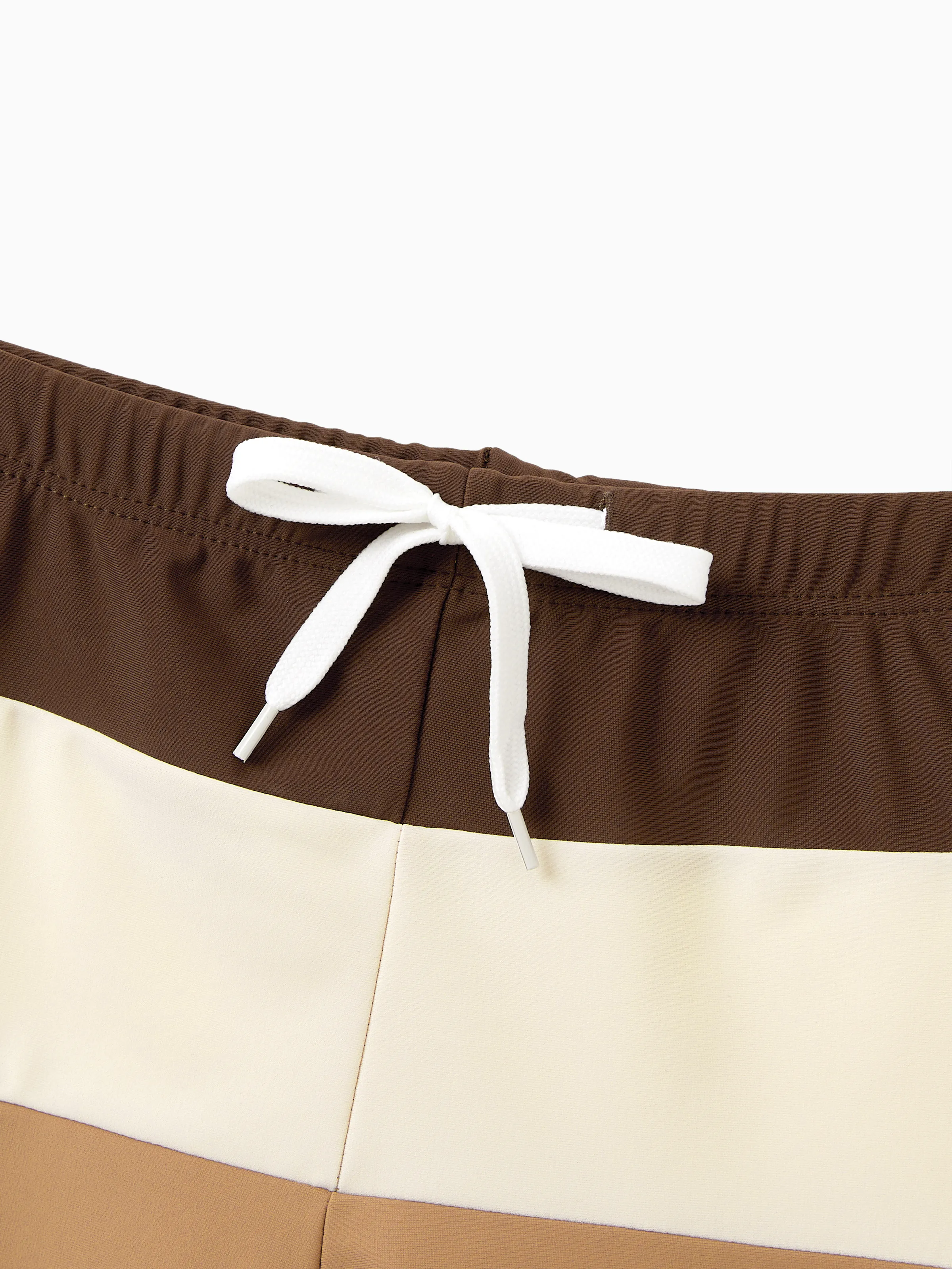 Daddy & Son Color Block Swimsuits Summer Beach Vacation Swimwear Coffee - Image 11