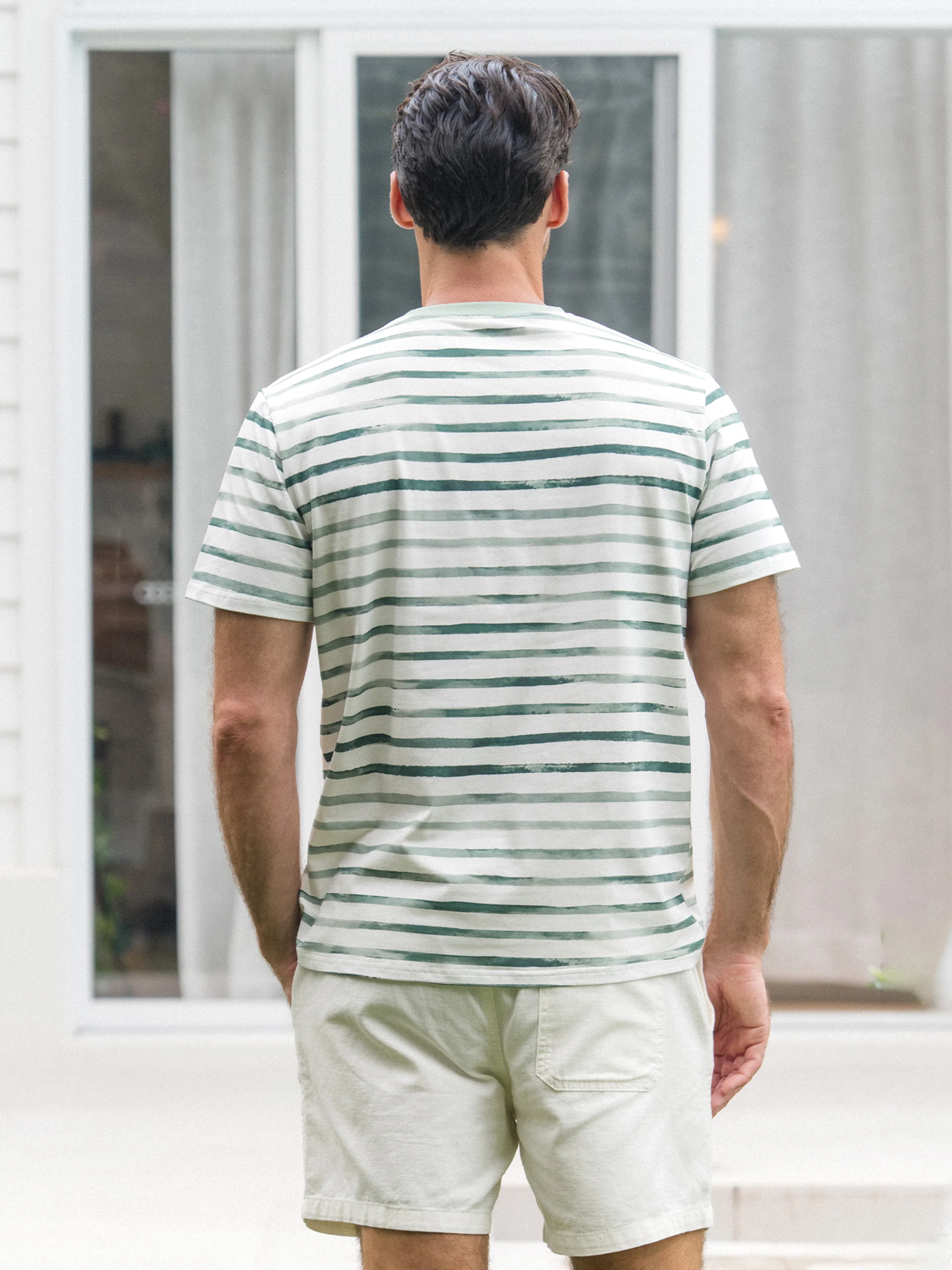 Daddy & Son Cotton Outfits Set Green Striped T-Shirt and Dress Set for Dad, Mom, Kids & Baby, Perfect for Summer Family Outings & Photos Green - Image 5