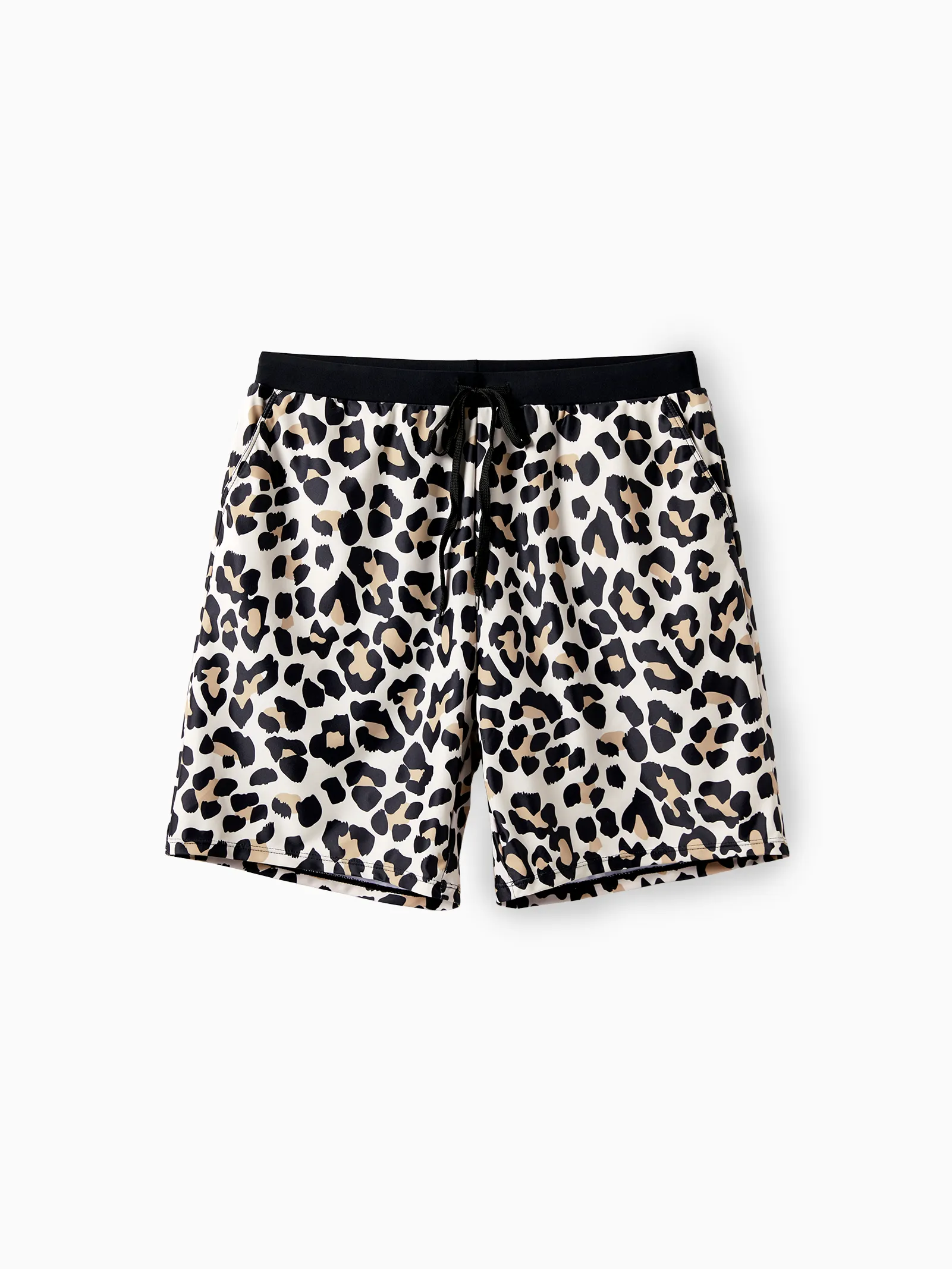Daddy & Son Leopard Pattern Drawstring Swim Trunks Black - Image 3