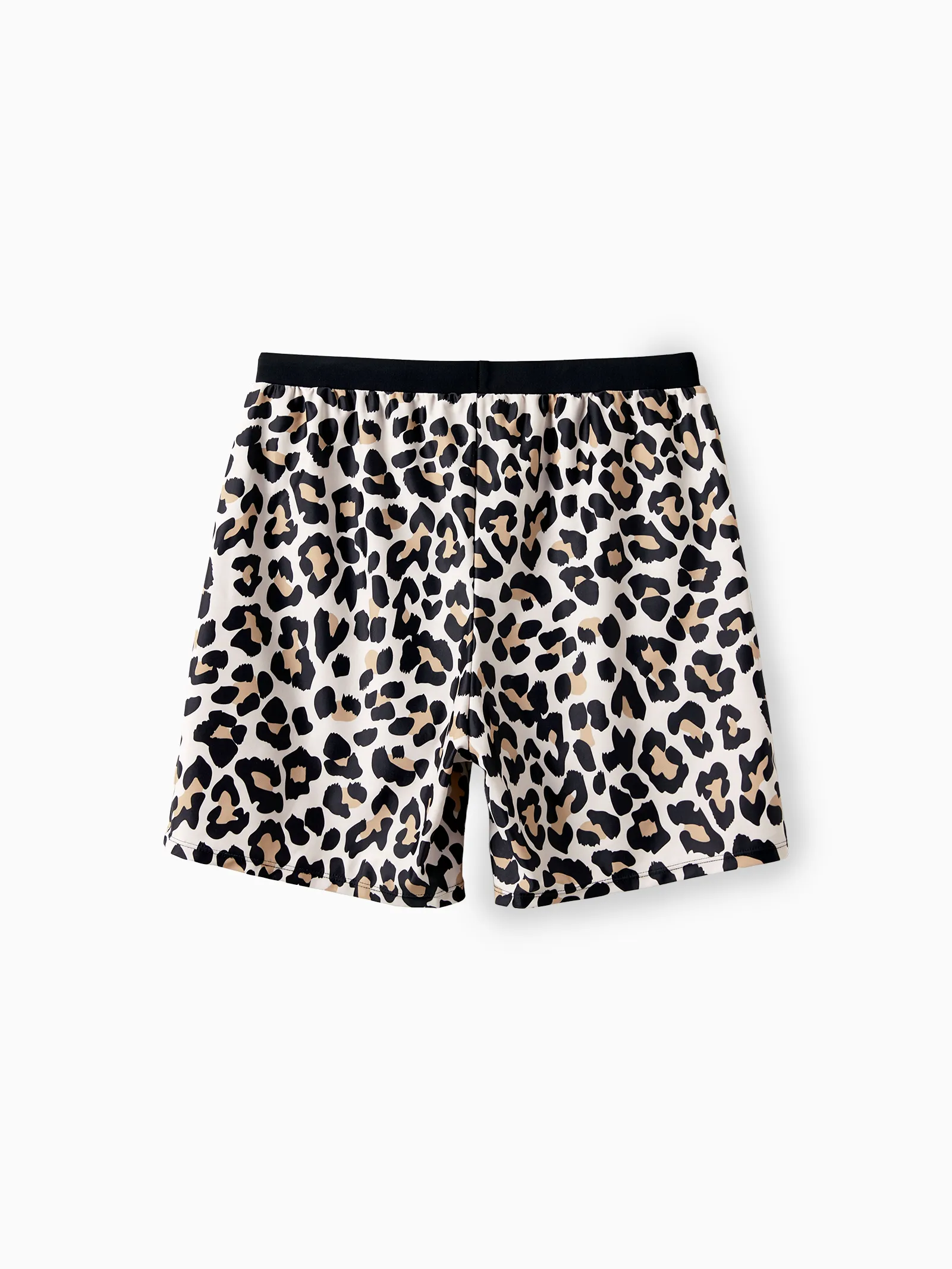 Daddy & Son Leopard Pattern Drawstring Swim Trunks Black - Image 4