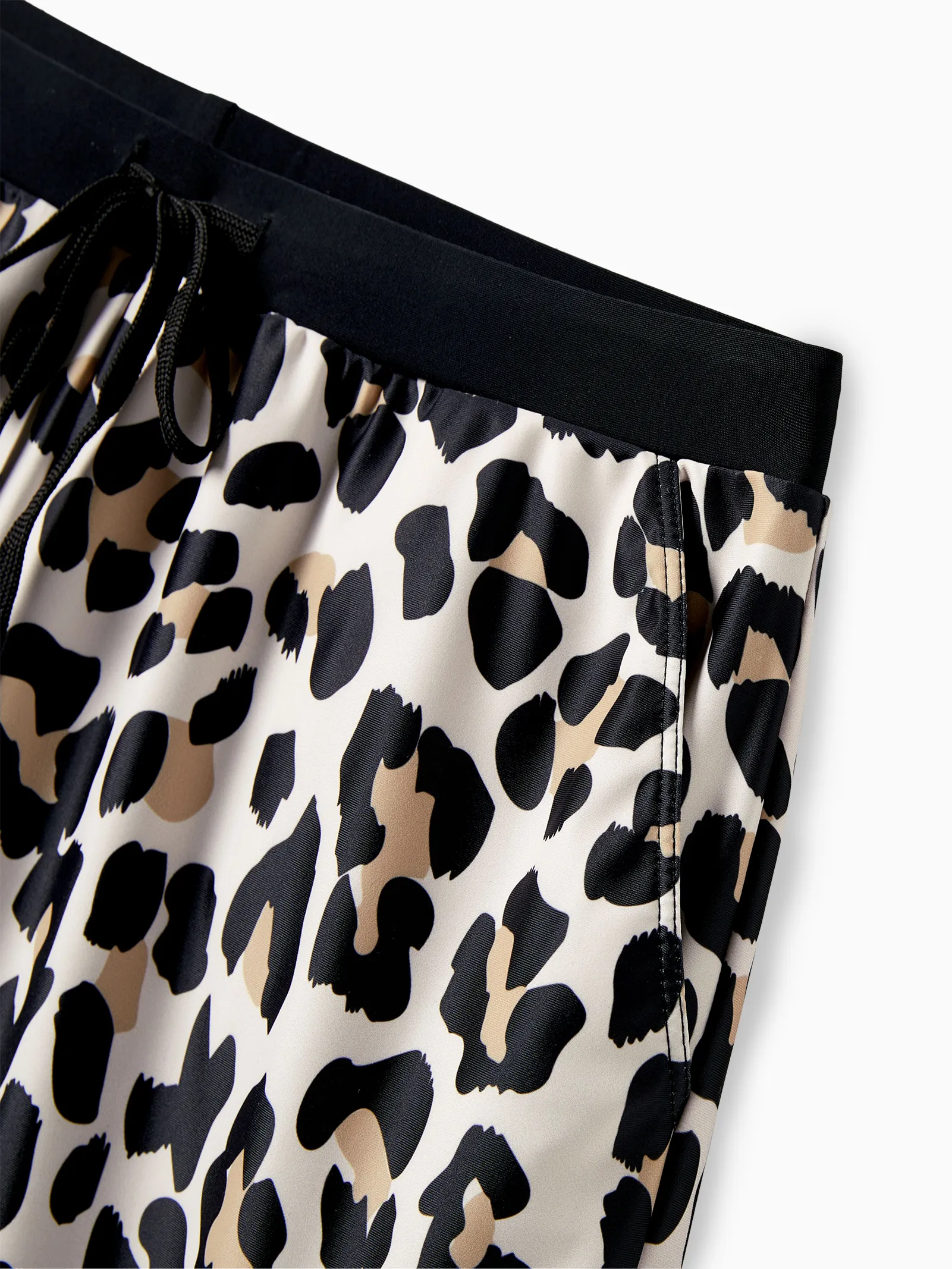Daddy & Son Leopard Pattern Drawstring Swim Trunks Black - Image 5