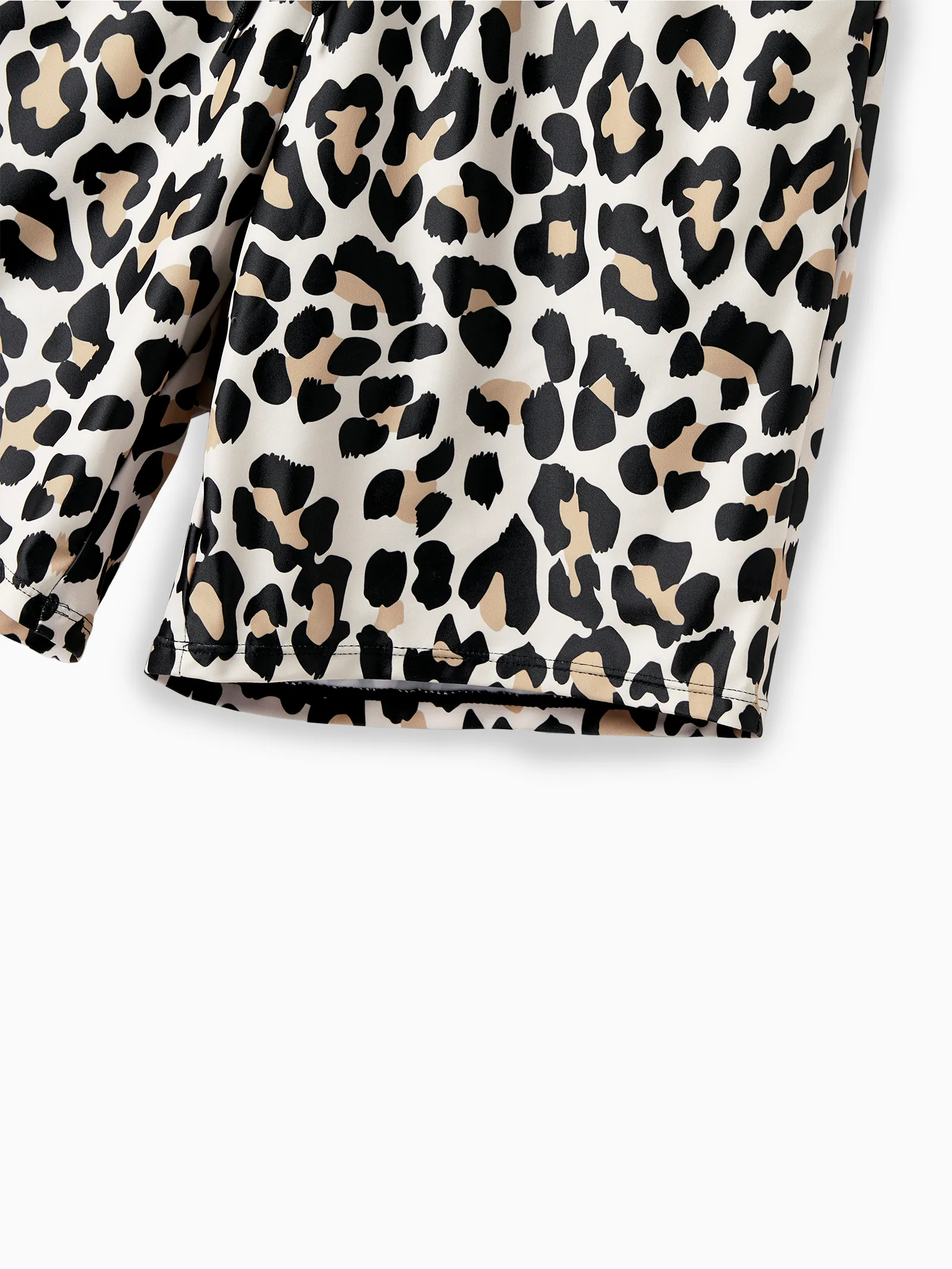 Daddy & Son Leopard Pattern Drawstring Swim Trunks Black - Image 6