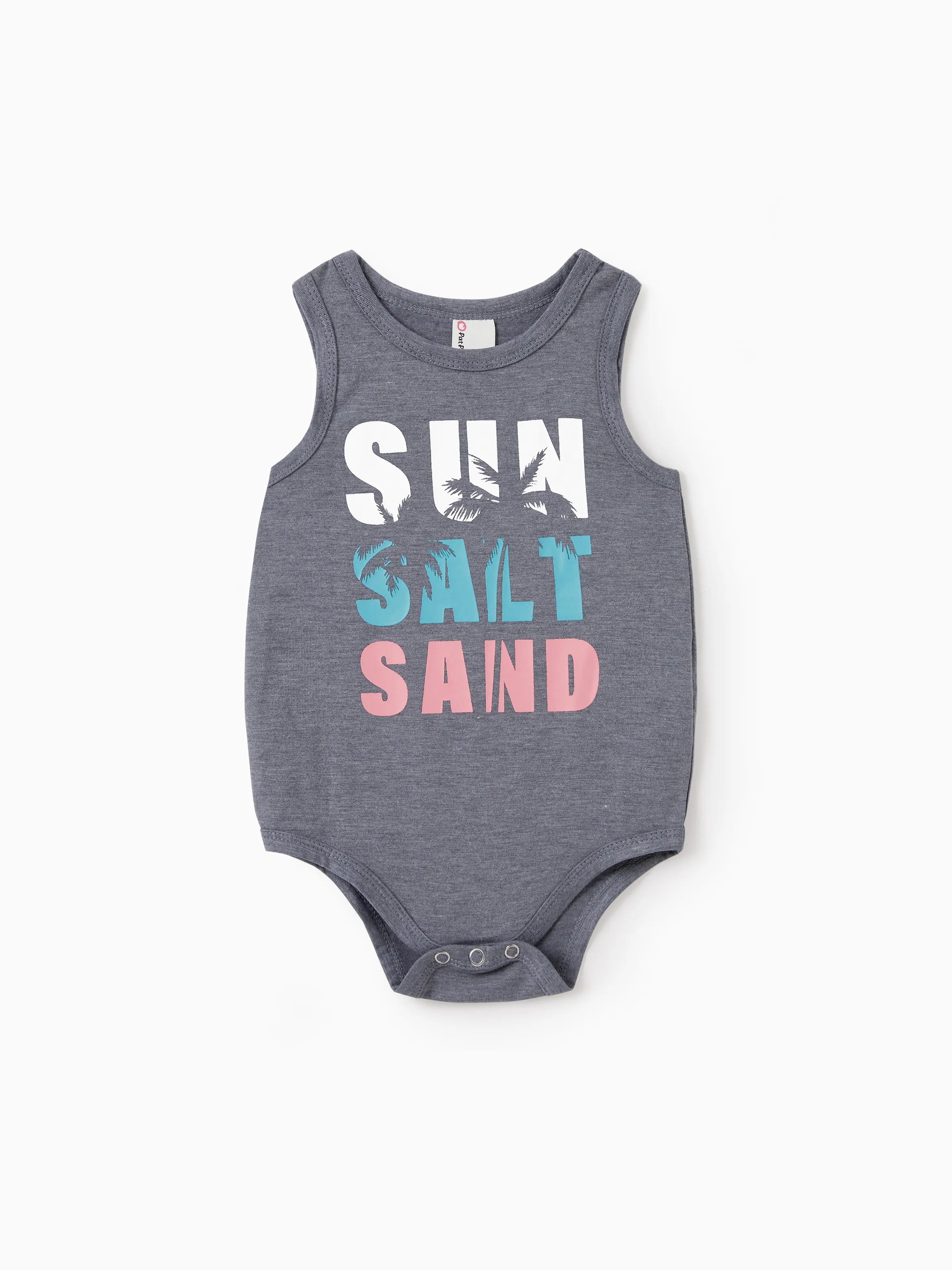 Daddy & Son Letter Print Sleeveless Tank Top Set Grey - Image 13