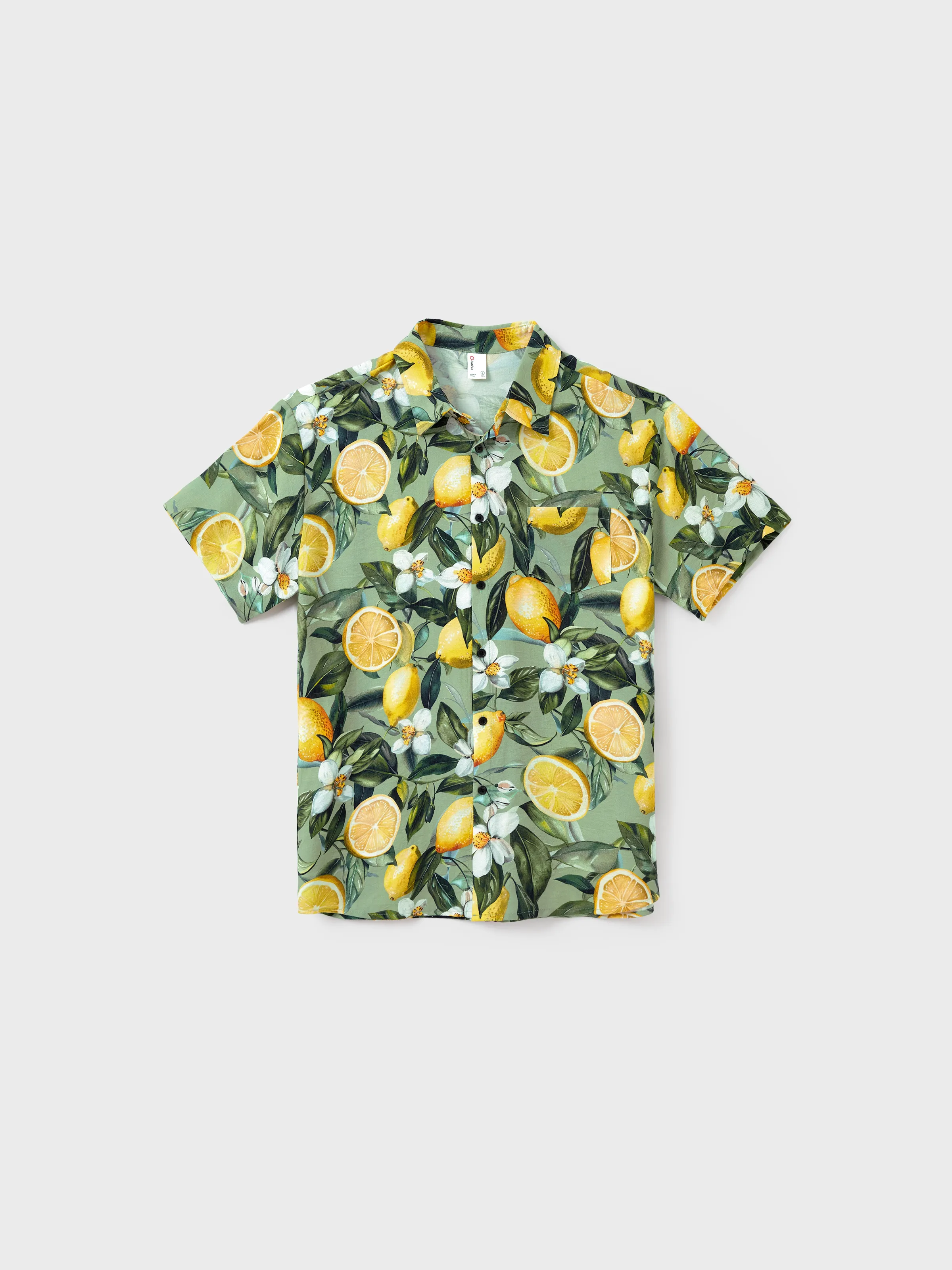 Daddy & Son Outfits – Lemon Print Hawaiian Shirts – Tropical Vacation Clothes for Men & Kids Green - Image 6