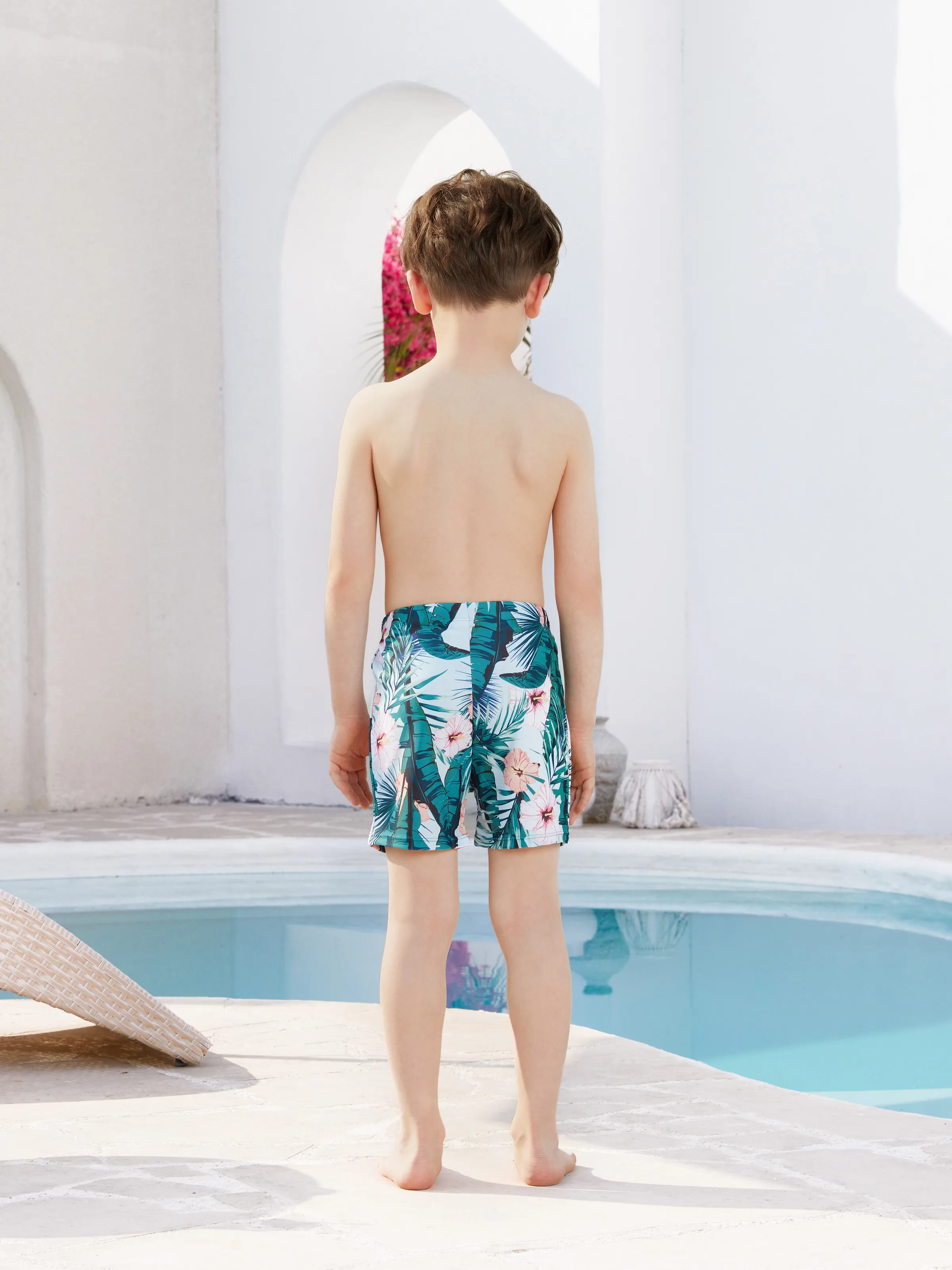 Daddy & Son Plant Print Swim Trunks Green - Image 9