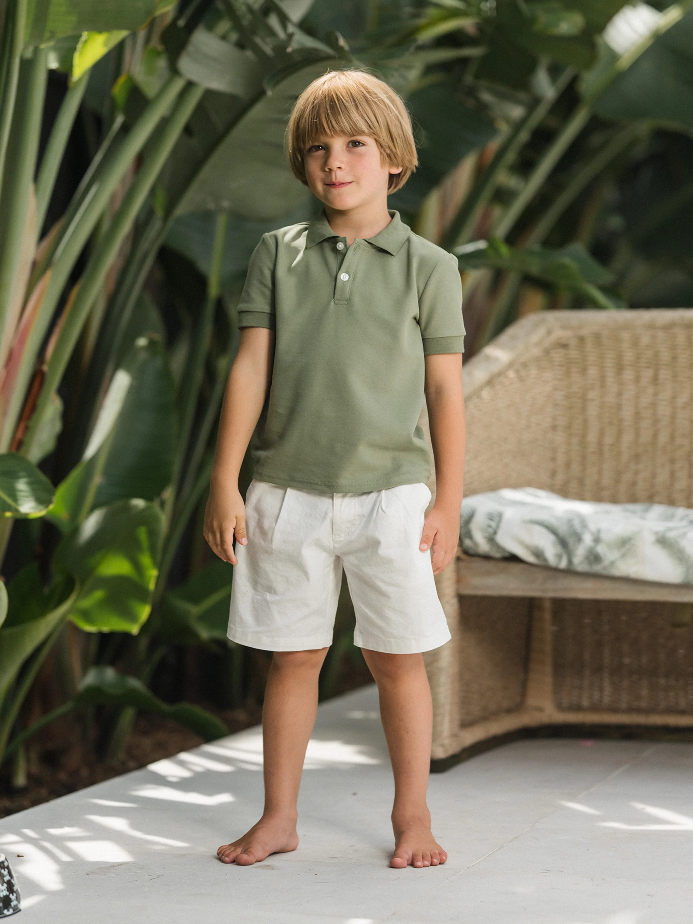 Mommy & me Polo Collar Short-sleeve Shirt or V-neck Strappy Mesh Dress Green - Image 24