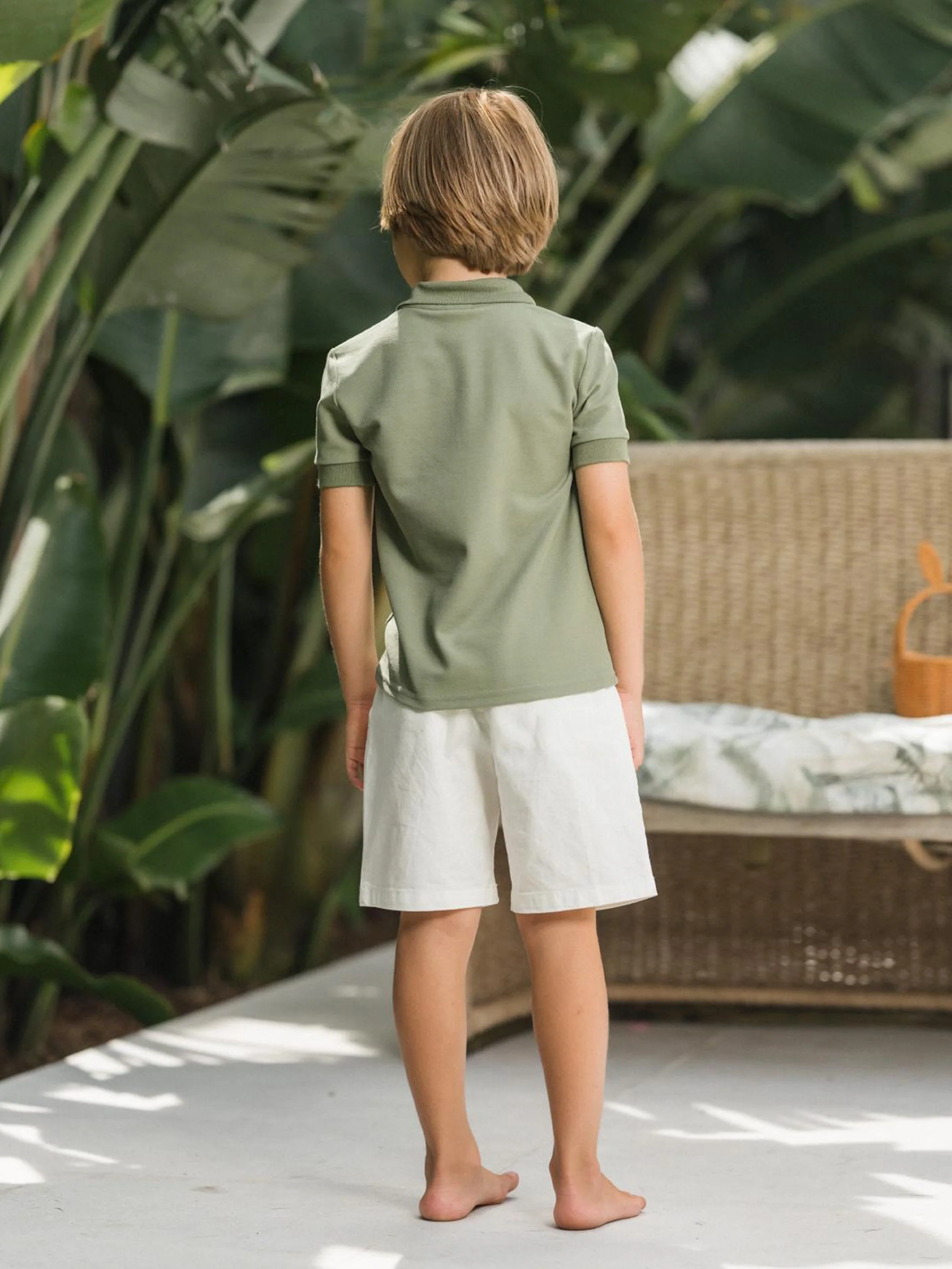 Mommy & me Polo Collar Short-sleeve Shirt or V-neck Strappy Mesh Dress Green - Image 25