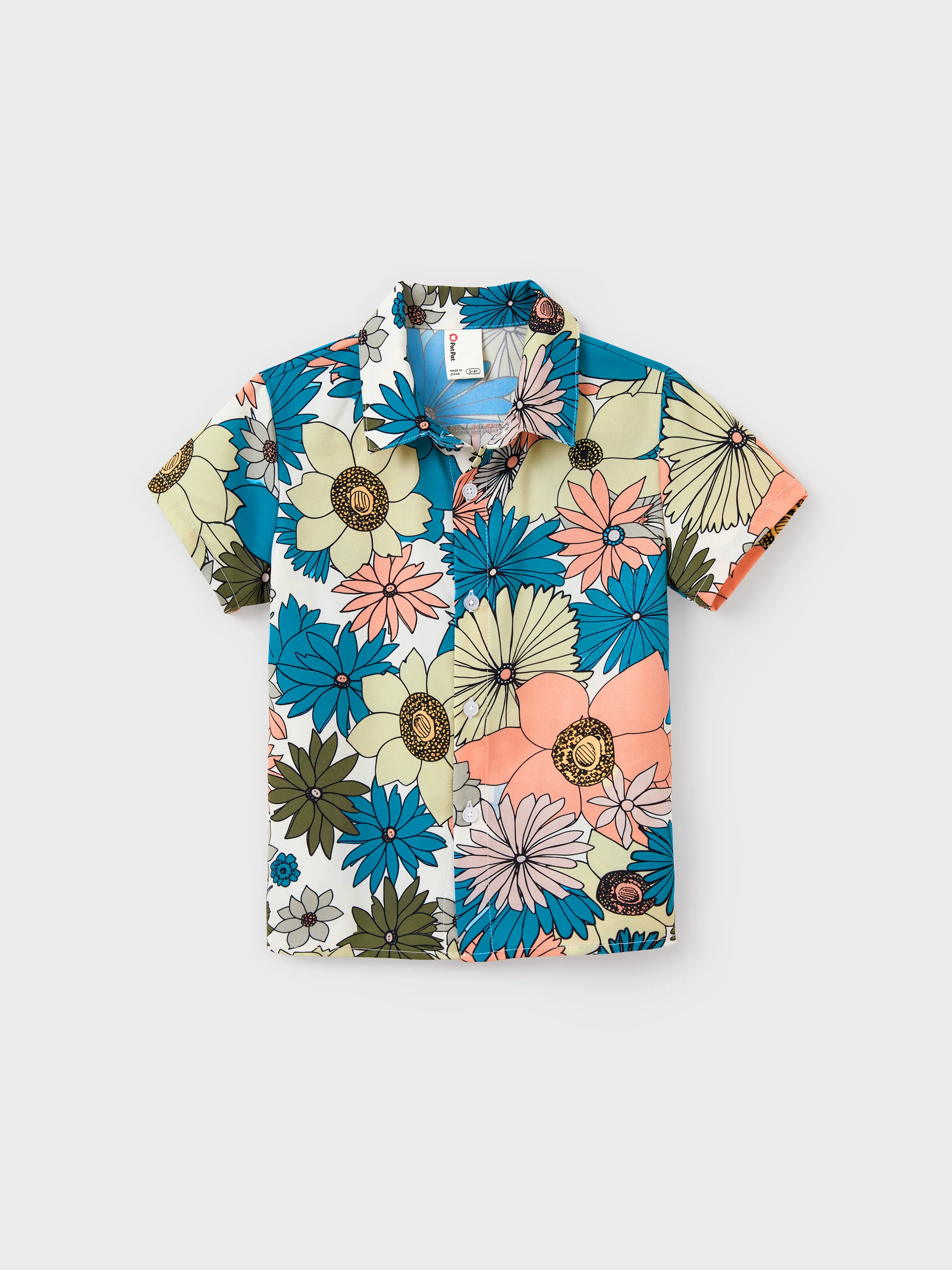 Daddy & Son Set Sun Flower Print Short-sleeve Collar Shirt for Summer Vacation Multi-color - Image 8