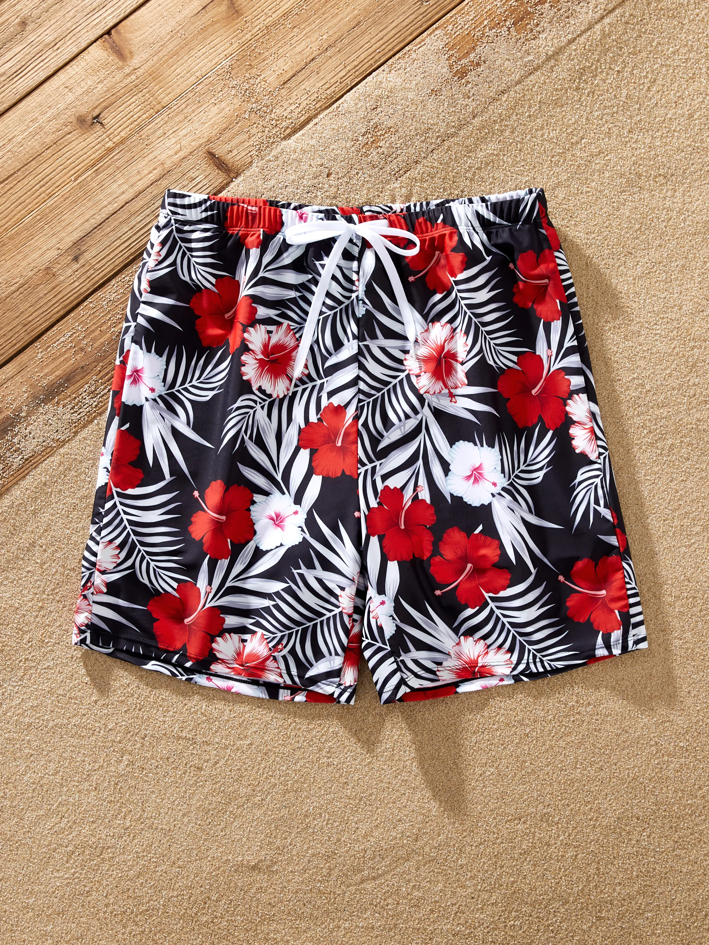 Daddy & Son Tropical Floral Swim Trunk Black - Image 5