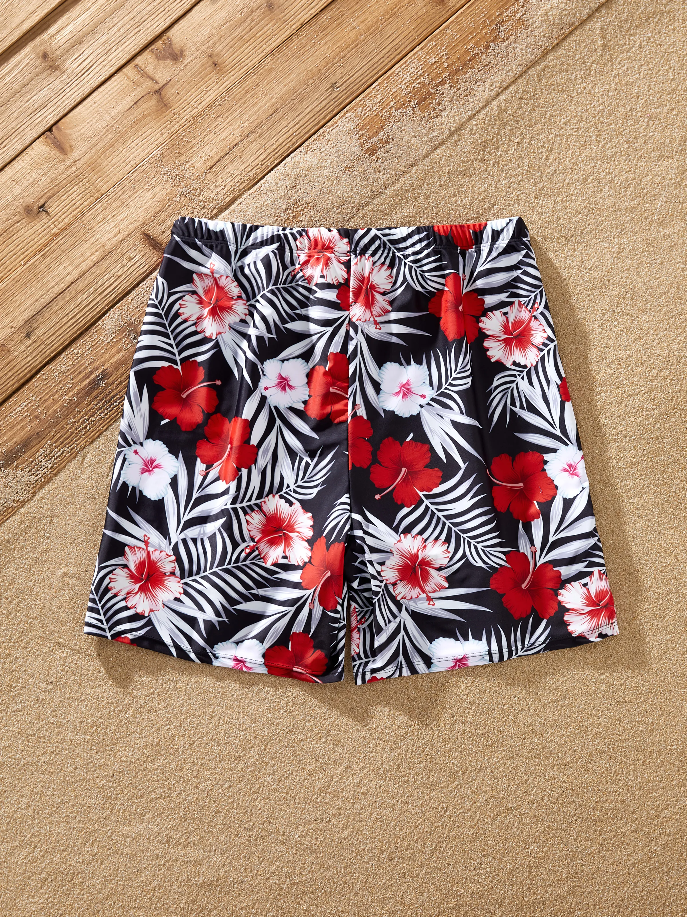 Daddy & Son Tropical Floral Swim Trunk Black - Image 6