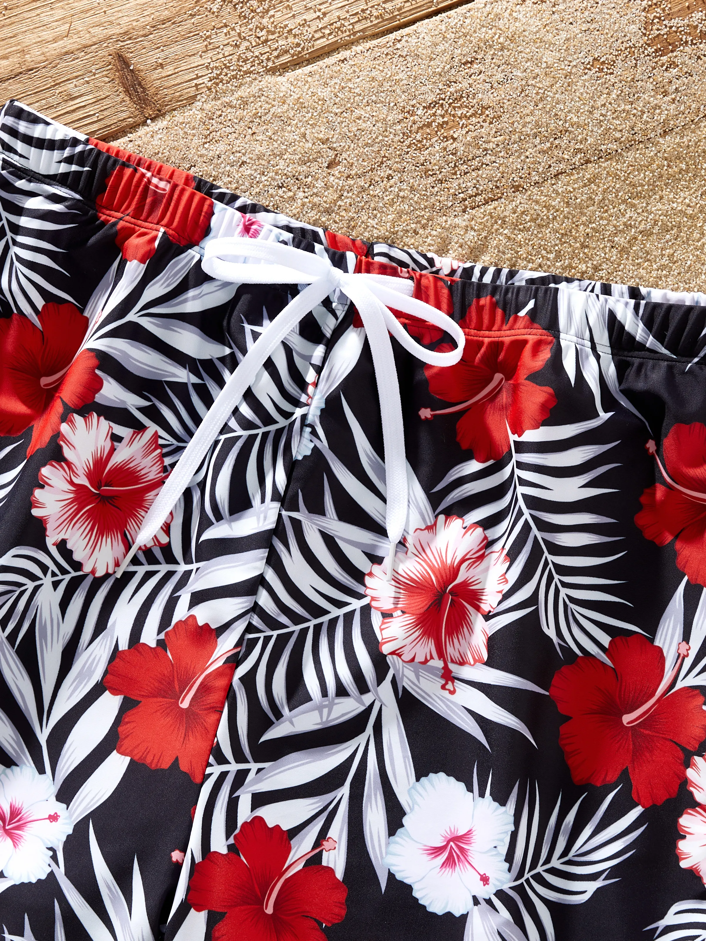 Daddy & Son Tropical Floral Swim Trunk Black - Image 7