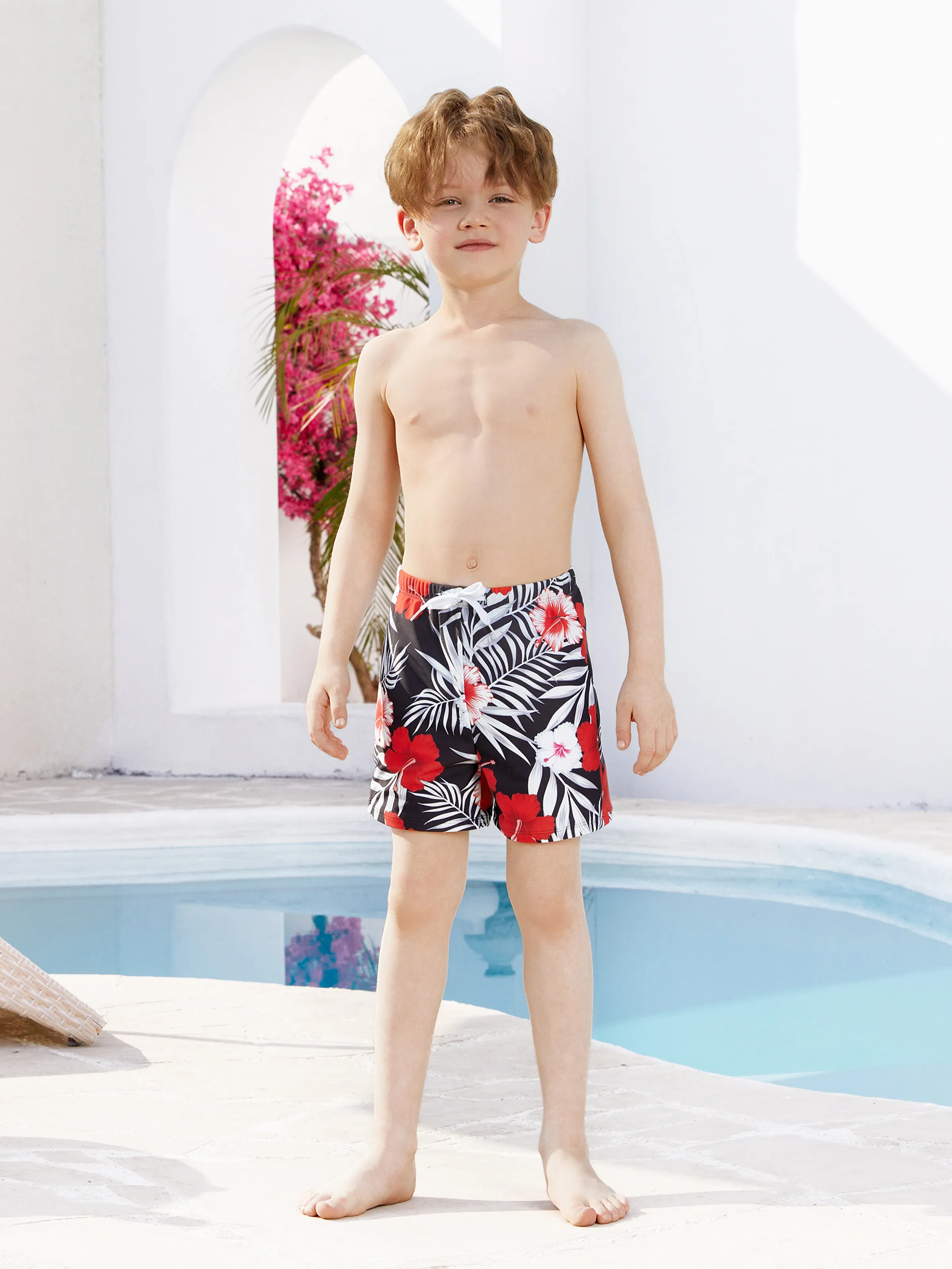 Daddy & Son Tropical Floral Swim Trunk Black - Image 9