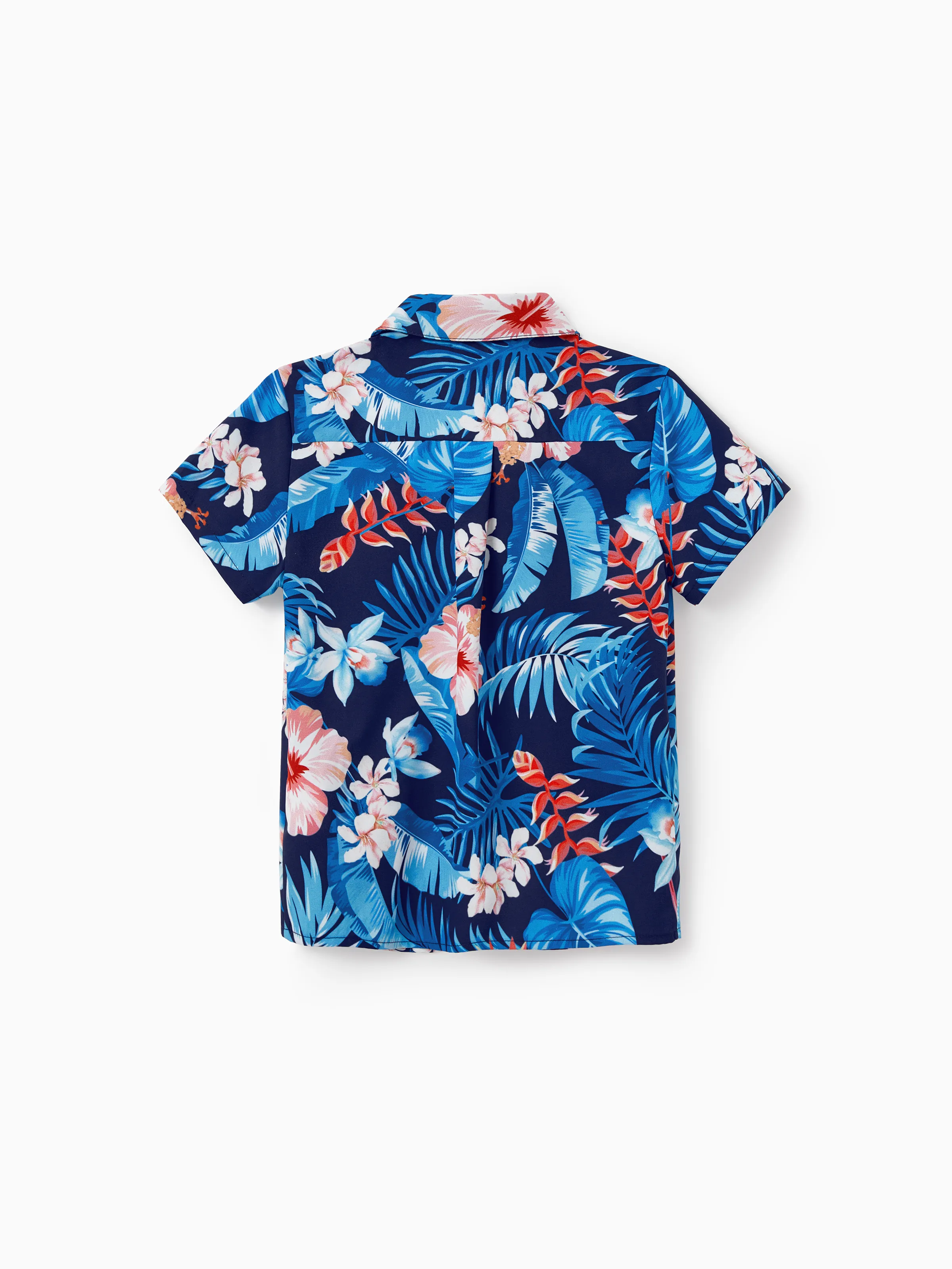 Daddy & Son Vacation Set Tropical Floral Print Shirt or Halter Dresses for Dad, Mom, Kids & Baby, Perfect for Summer Holidays & Family Photos Deep Blue - Image 10