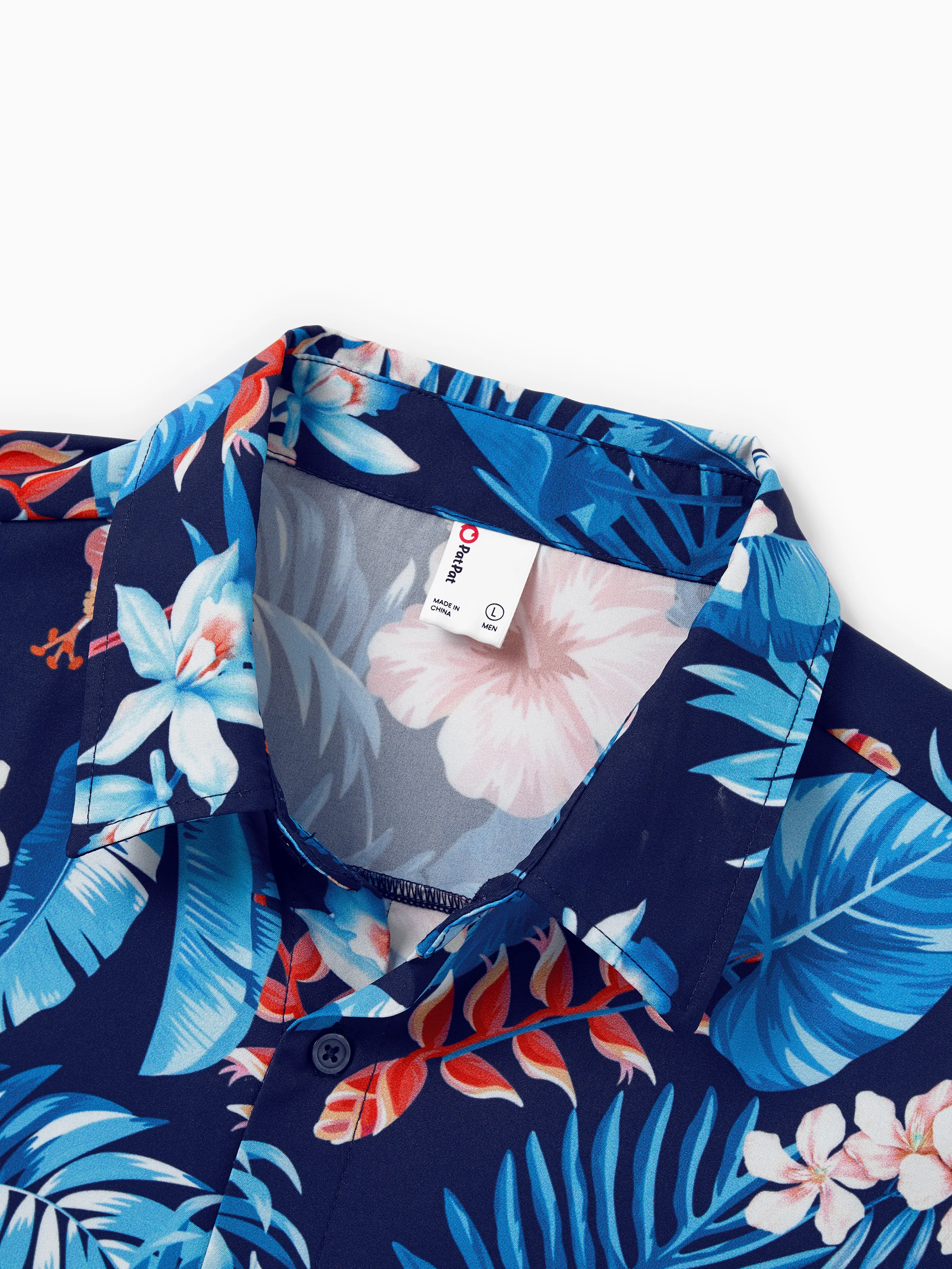 Daddy & Son Vacation Set Tropical Floral Print Shirt or Halter Dresses for Dad, Mom, Kids & Baby, Perfect for Summer Holidays & Family Photos Deep Blue - Image 6