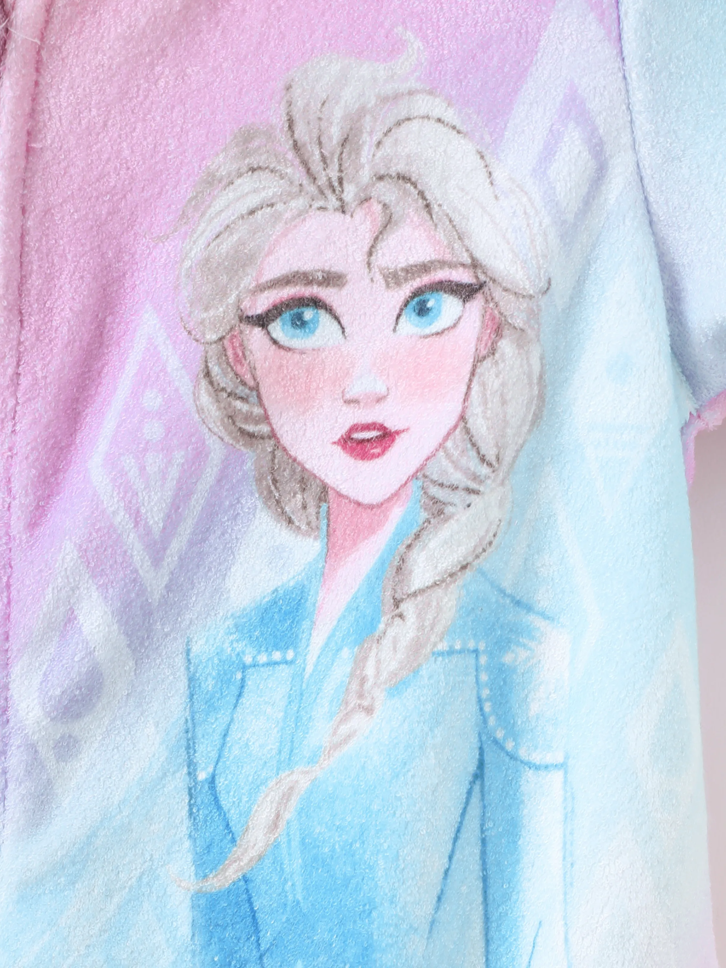 Disney Frozen Toddler Girl 1pc Elsa Tie-dyed Print Hooded Zipper Ruffle-hem Swim Cover-up Purple - Image 2