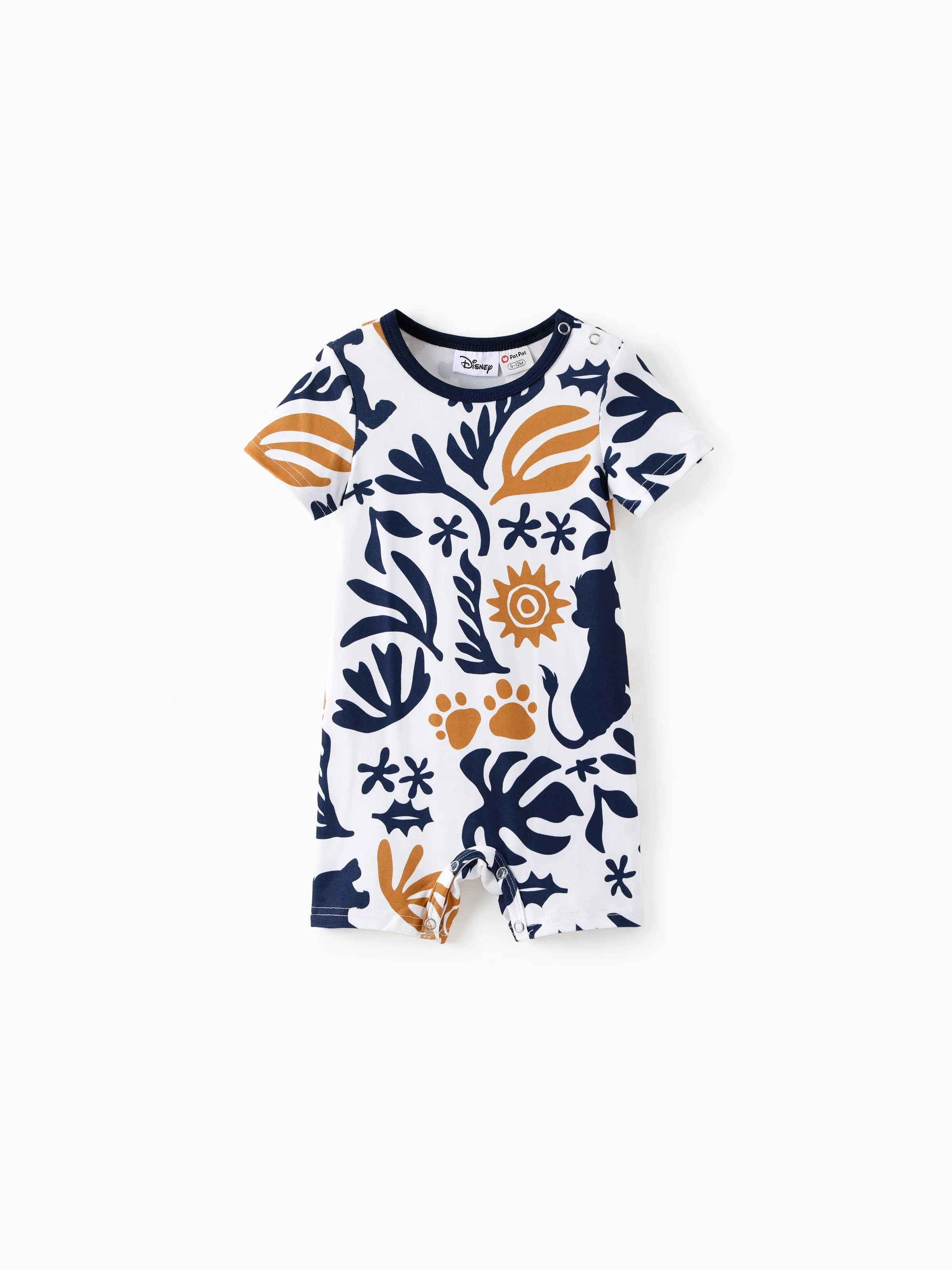 Disney Lion King Family Matching Simba Palm Leaf Pattern Colorblock Dress/Top/Romper Dark Blue - Image 12