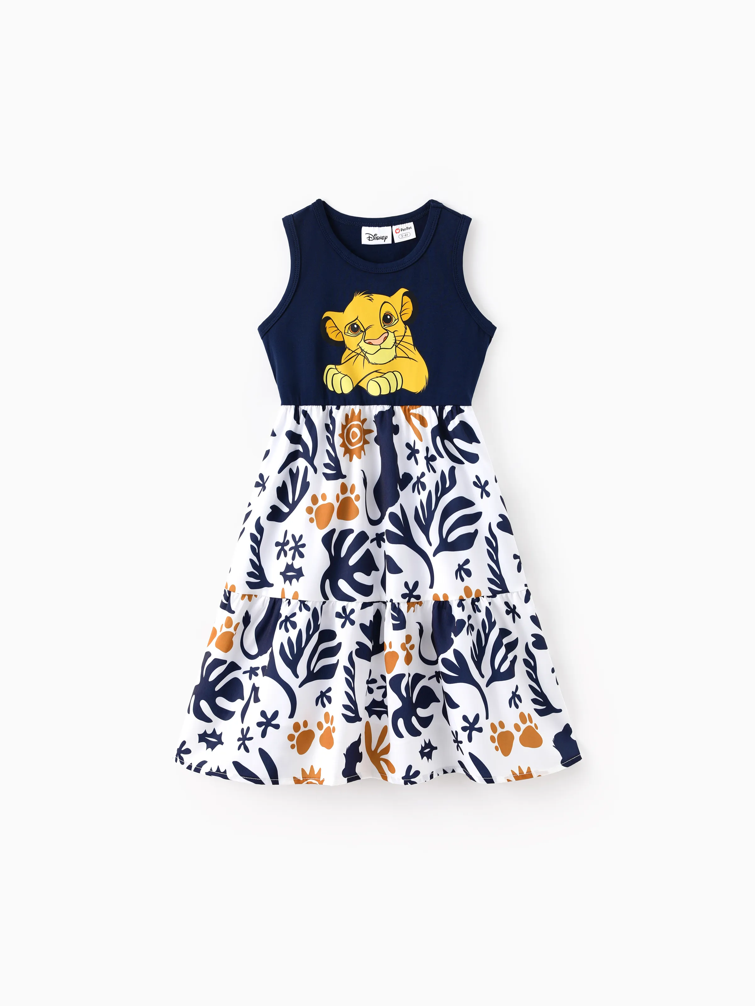 Disney Lion King Mommy & me Simba Palm Leaf Pattern Colorblock Dress/Romper Dark Blue - Image 8
