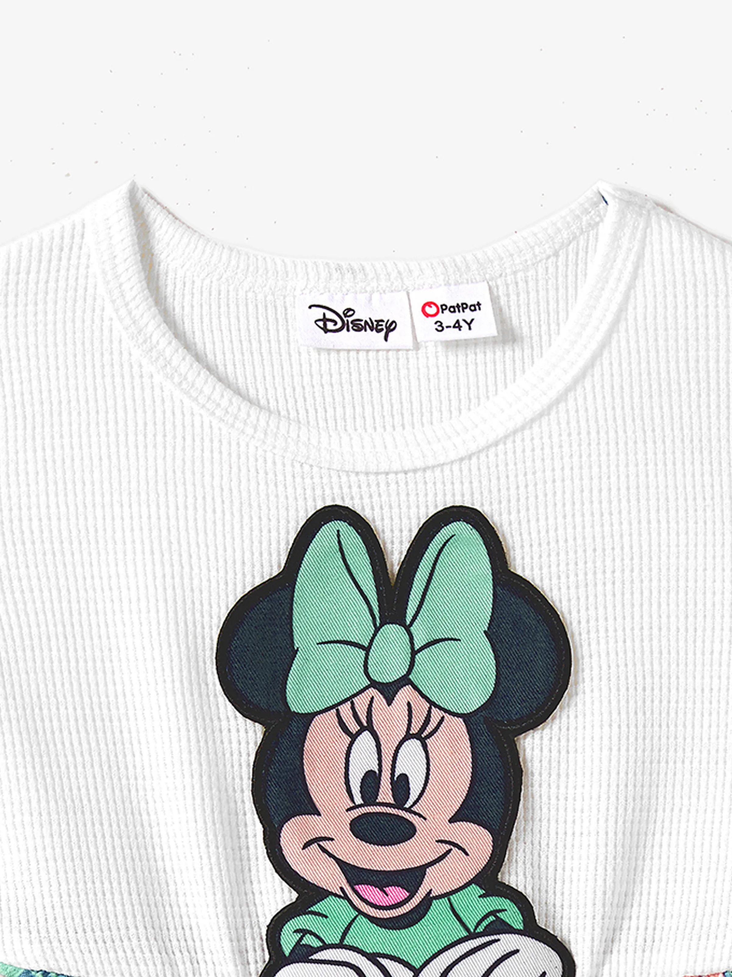 Disney Mickey and Friends Daddy & Daughter Tropical Botanical Print Waffle Fabric T-shirt/Dress greenwhite - Image 8