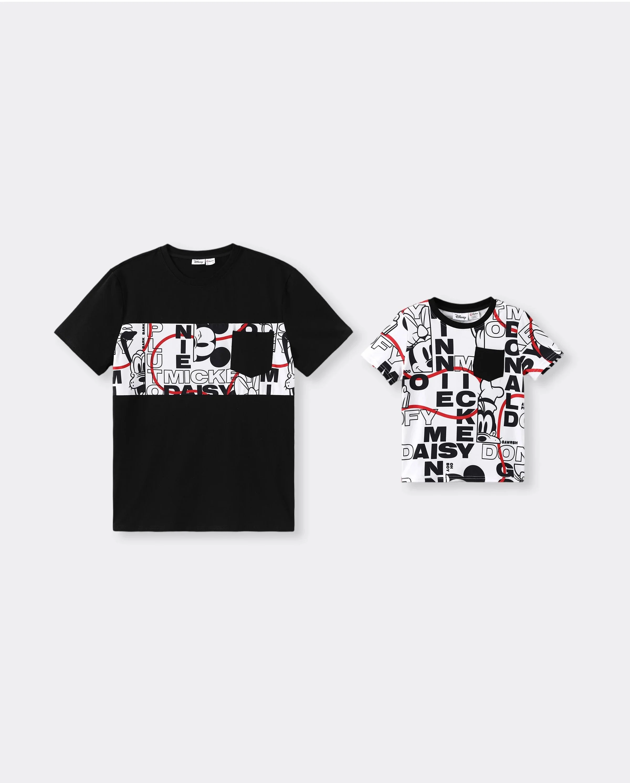 Disney Mickey and Friends Daddy & Son Graffiti Casual T-shirt Black