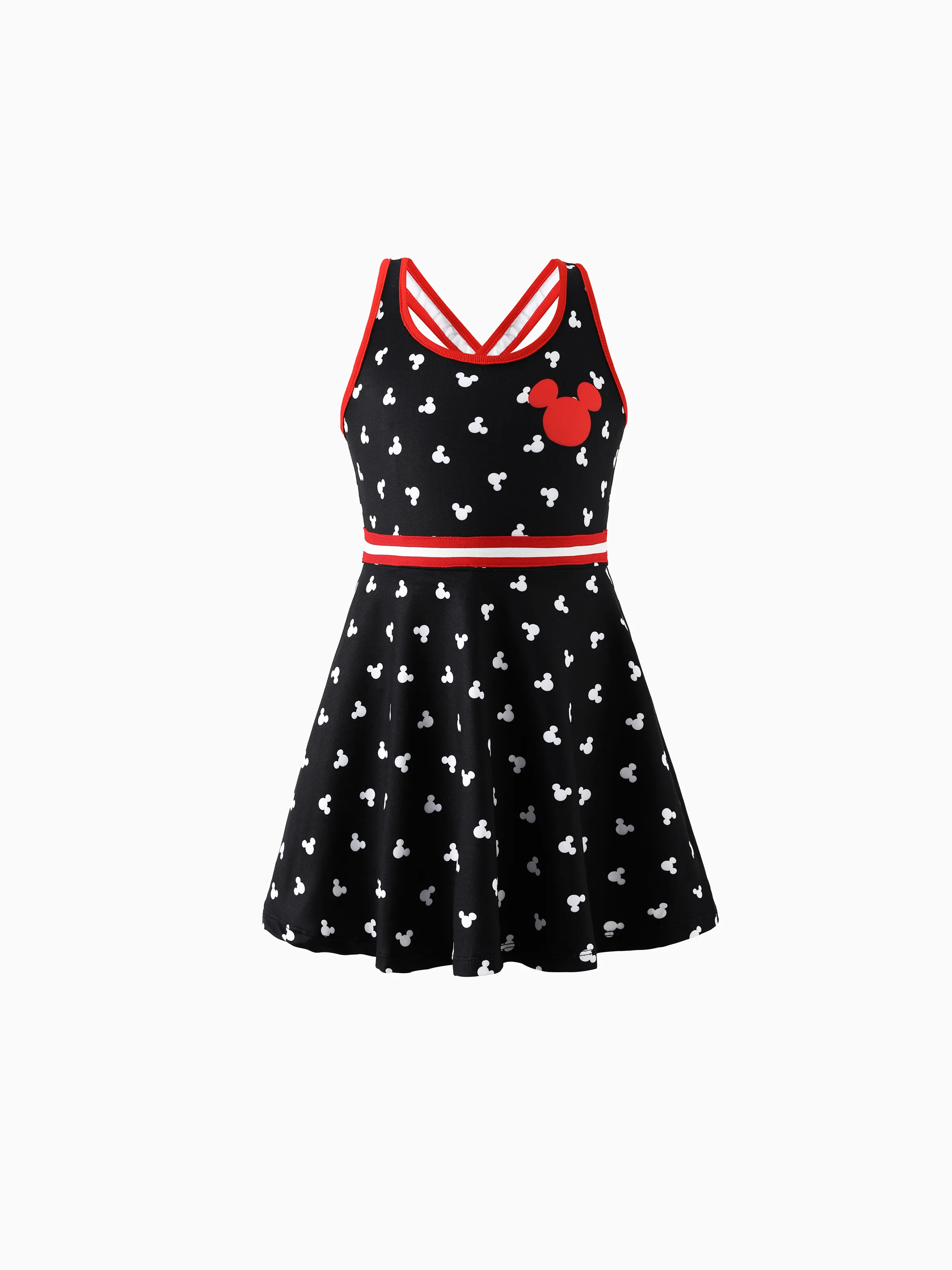 Disney Mickey and Friends Family matching 1pc Mickey Mouse Allover Print Sporty Dress/Cotton Top /Romper Expression Casual Suits Family Set Black - Image 5