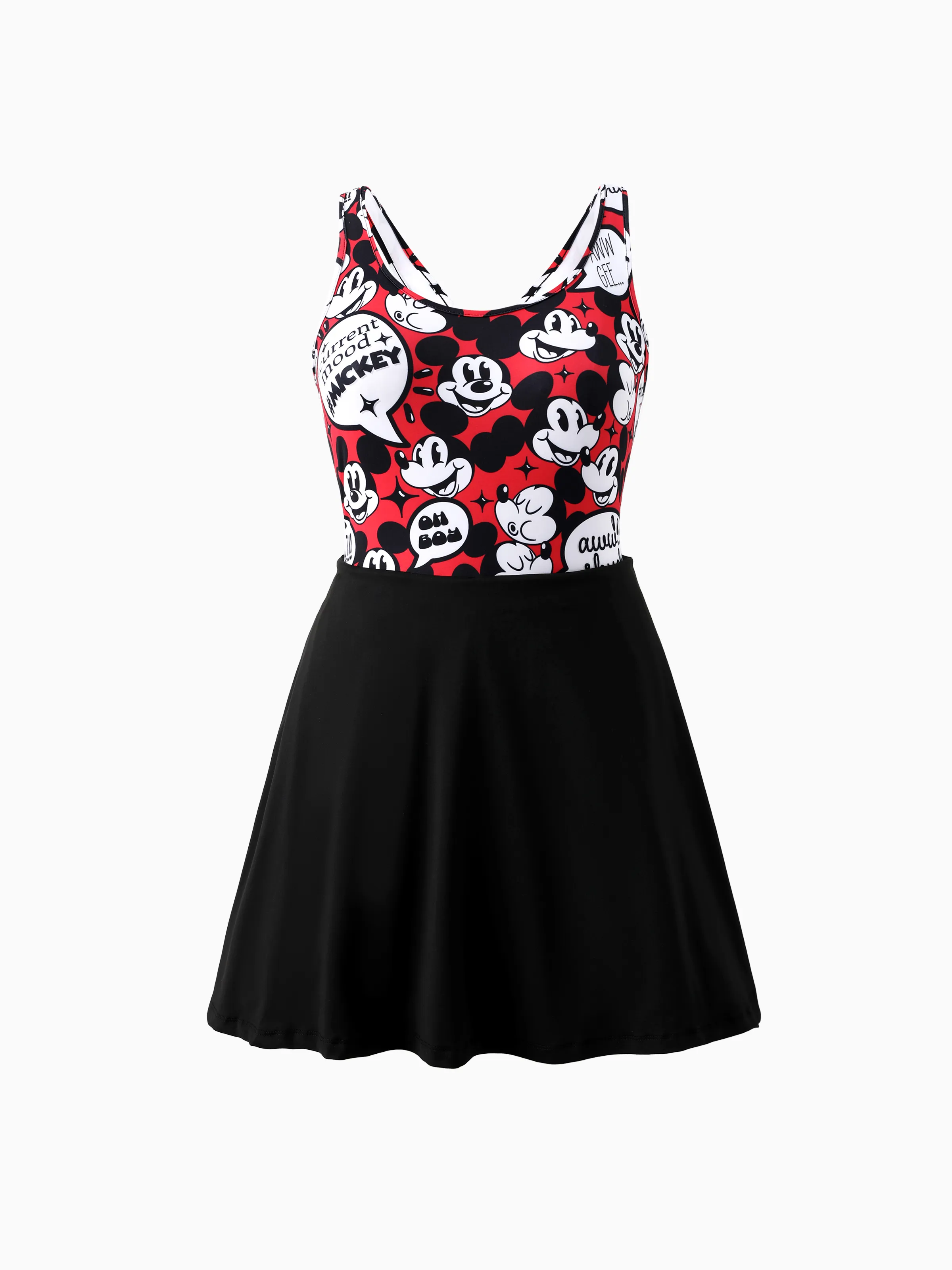 Disney Mickey and Friends Family matching 1pc Mickey Mouse Graffiti Cotton T-shirt or Colorblock Dress or Naia™ Allover Romper Red - Image 3