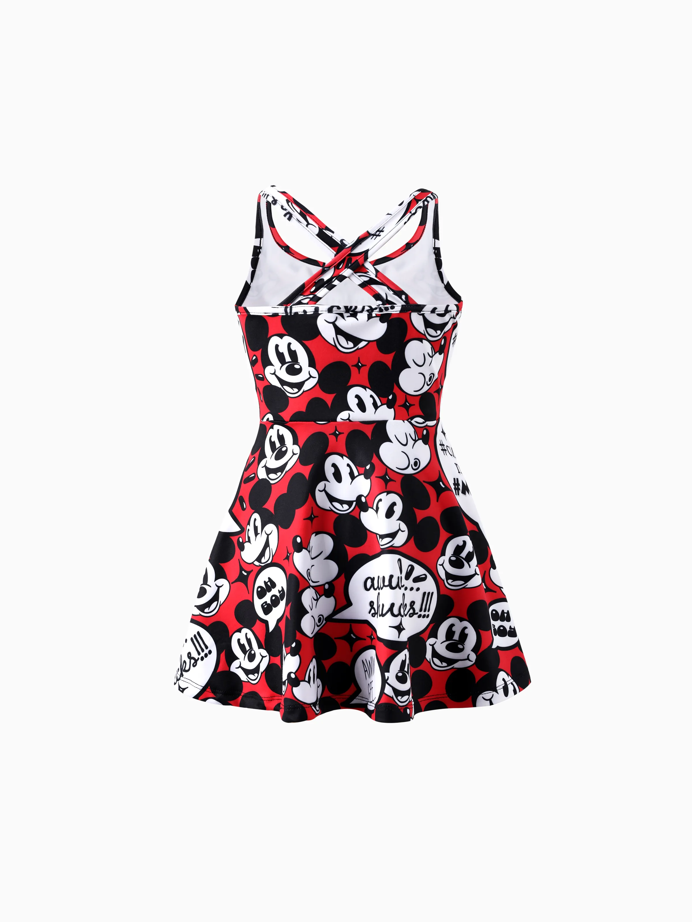 Disney Mickey and Friends Family matching 1pc Mickey Mouse Graffiti Cotton T-shirt or Colorblock Dress or Naia™ Allover Romper Red - Image 5