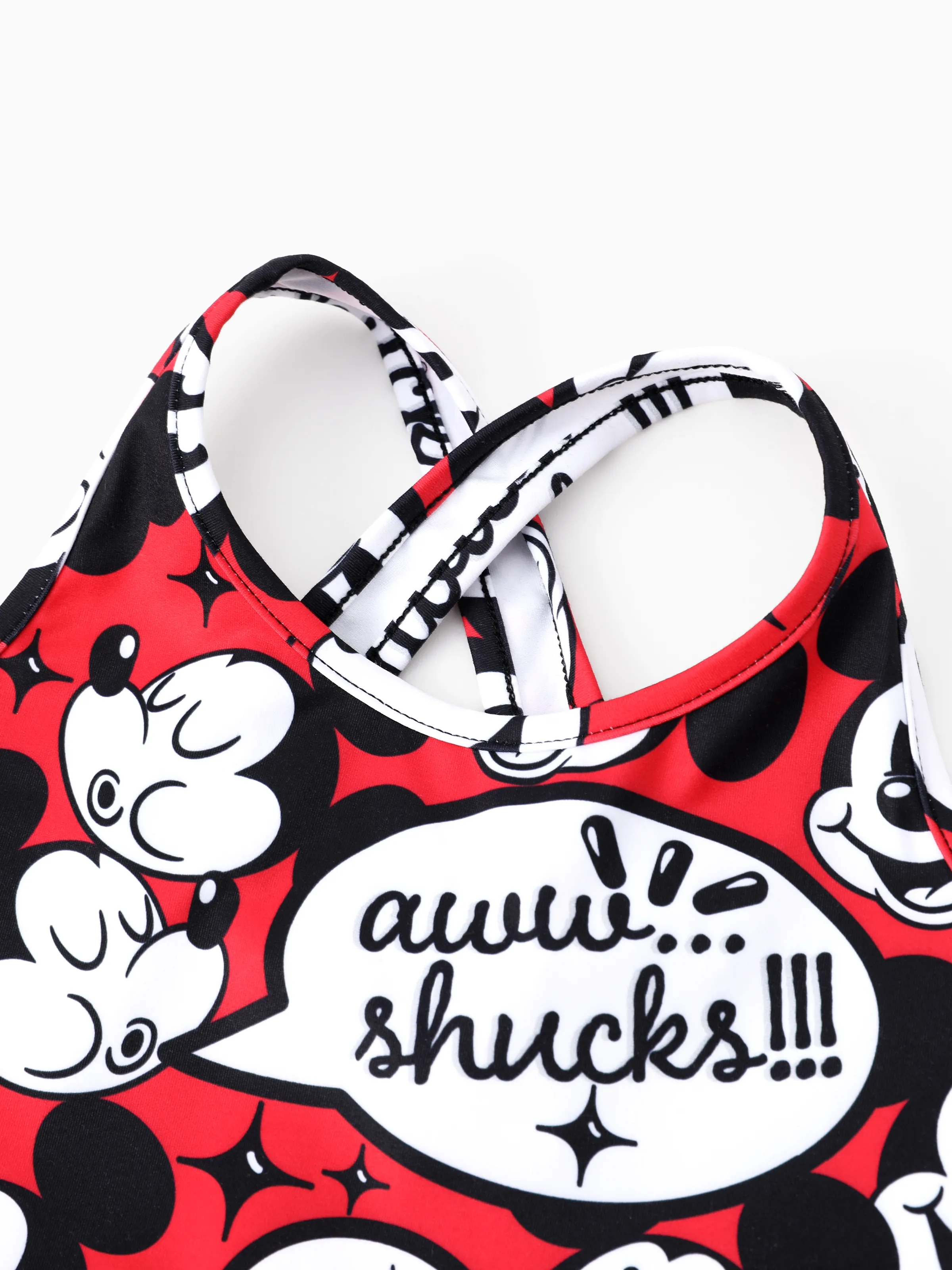 Disney Mickey and Friends Family matching 1pc Mickey Mouse Graffiti Cotton T-shirt or Colorblock Dress or Naia™ Allover Romper Red - Image 6