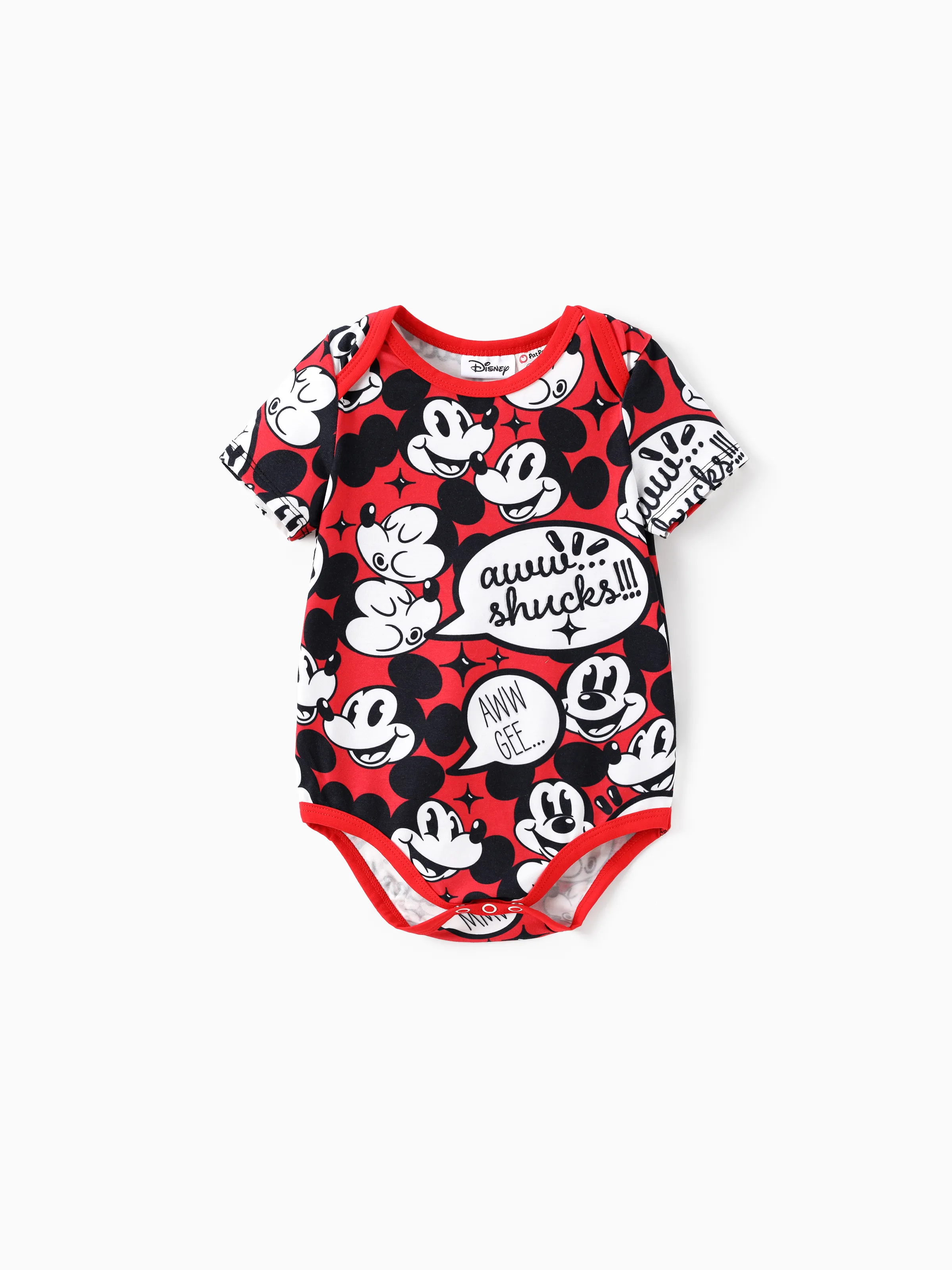 Disney Mickey and Friends Family matching 1pc Mickey Mouse Graffiti Cotton T-shirt or Colorblock Dress or Naia™ Allover Romper Red - Image 7
