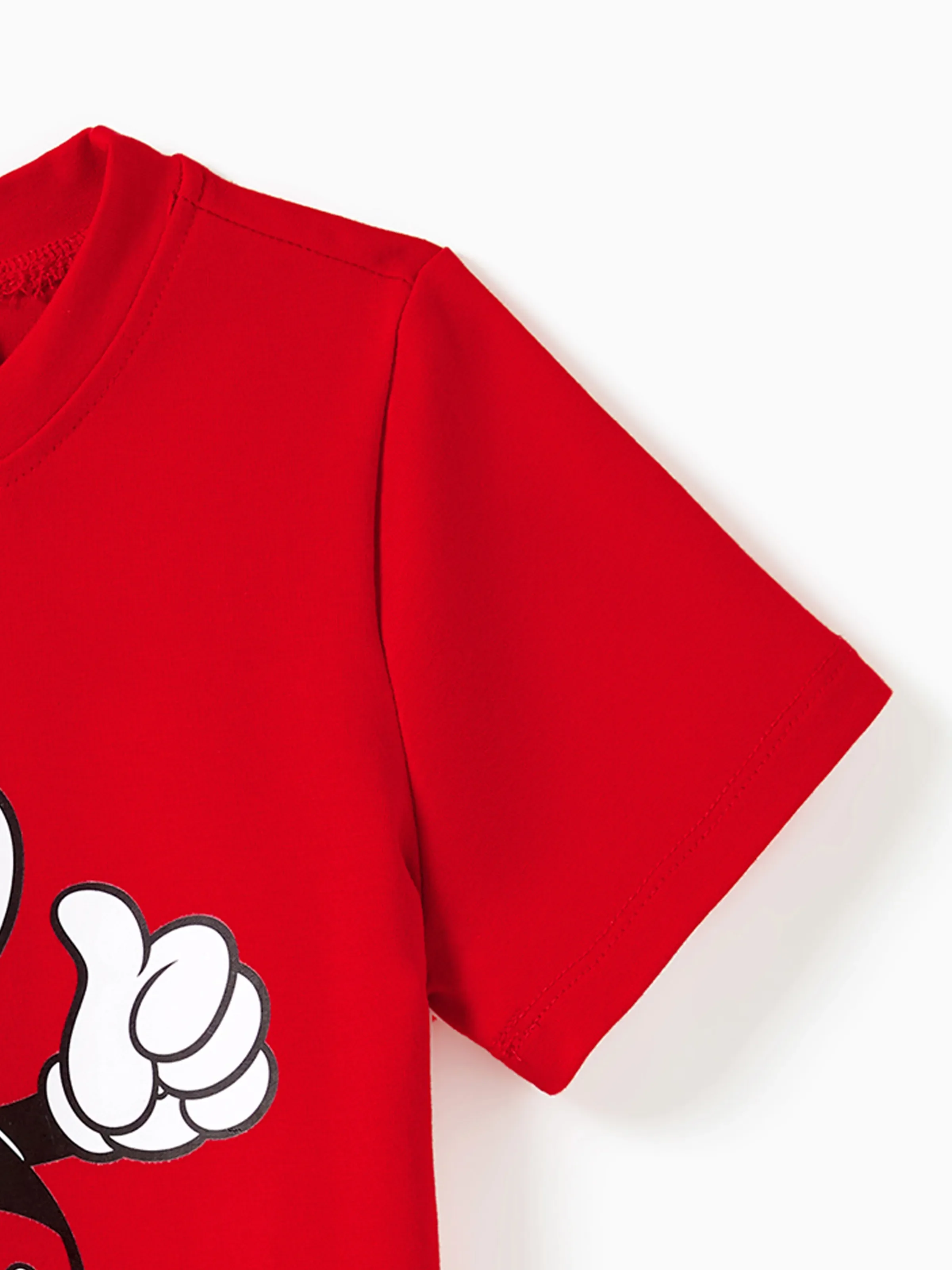 Disney Mickey and Friends Family Matching Funny Gesture Cotton T-shirt/Dress/Romper for Gift Red - Image 9