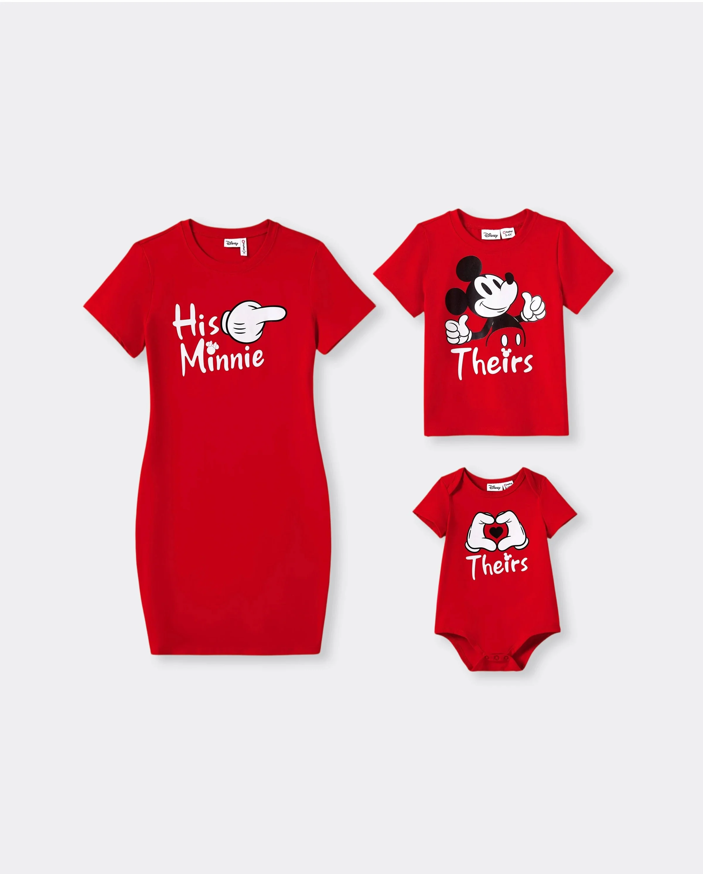 Disney Mickey and Friends Mommy & me Funny Gesture Dress/Romper for Gift Red
