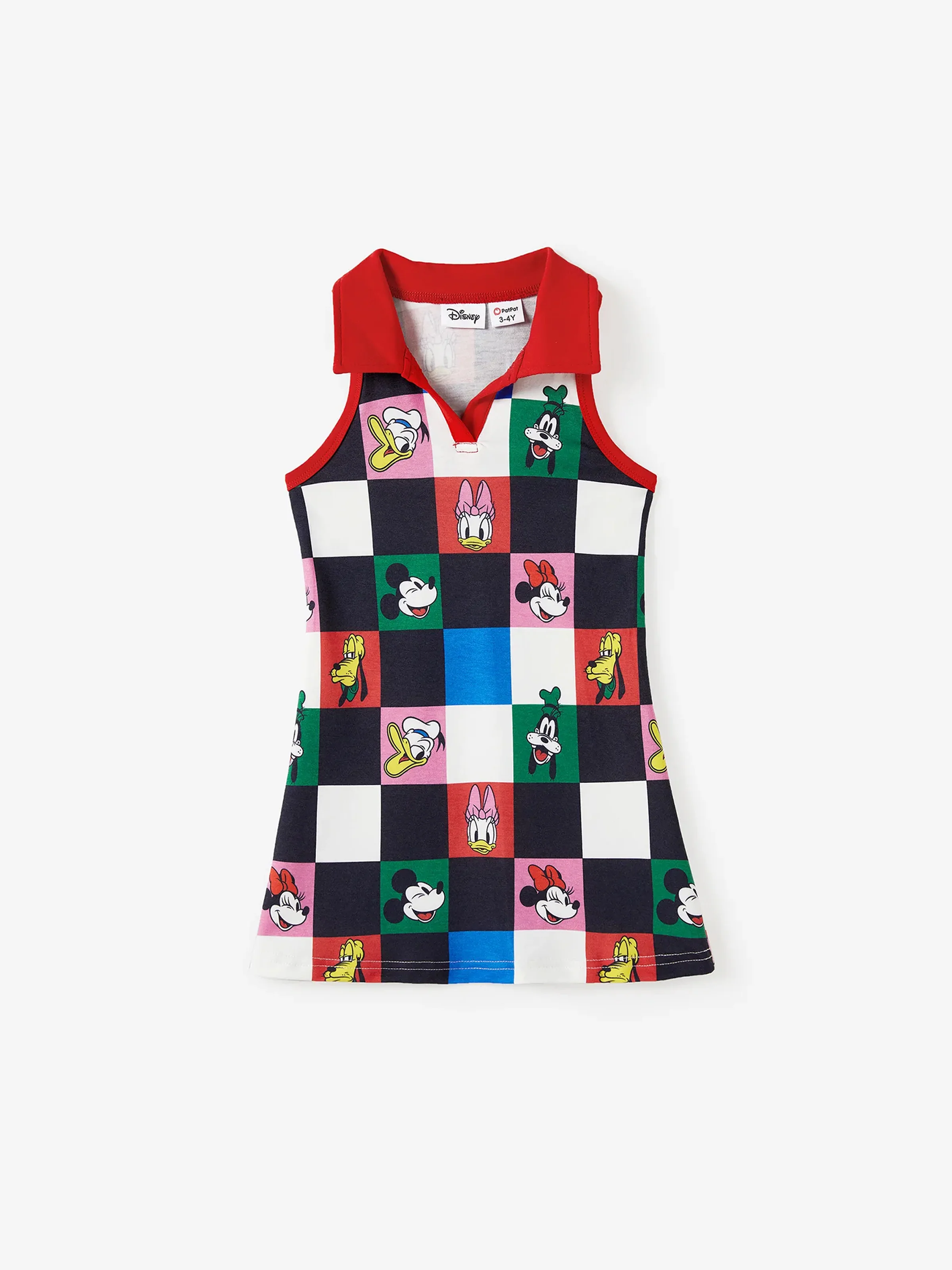 Disney Mickey and Friends Toddler/Kid Girl Naia™ Colorful Checkered Pattern Sleeveless Dress Multi-color