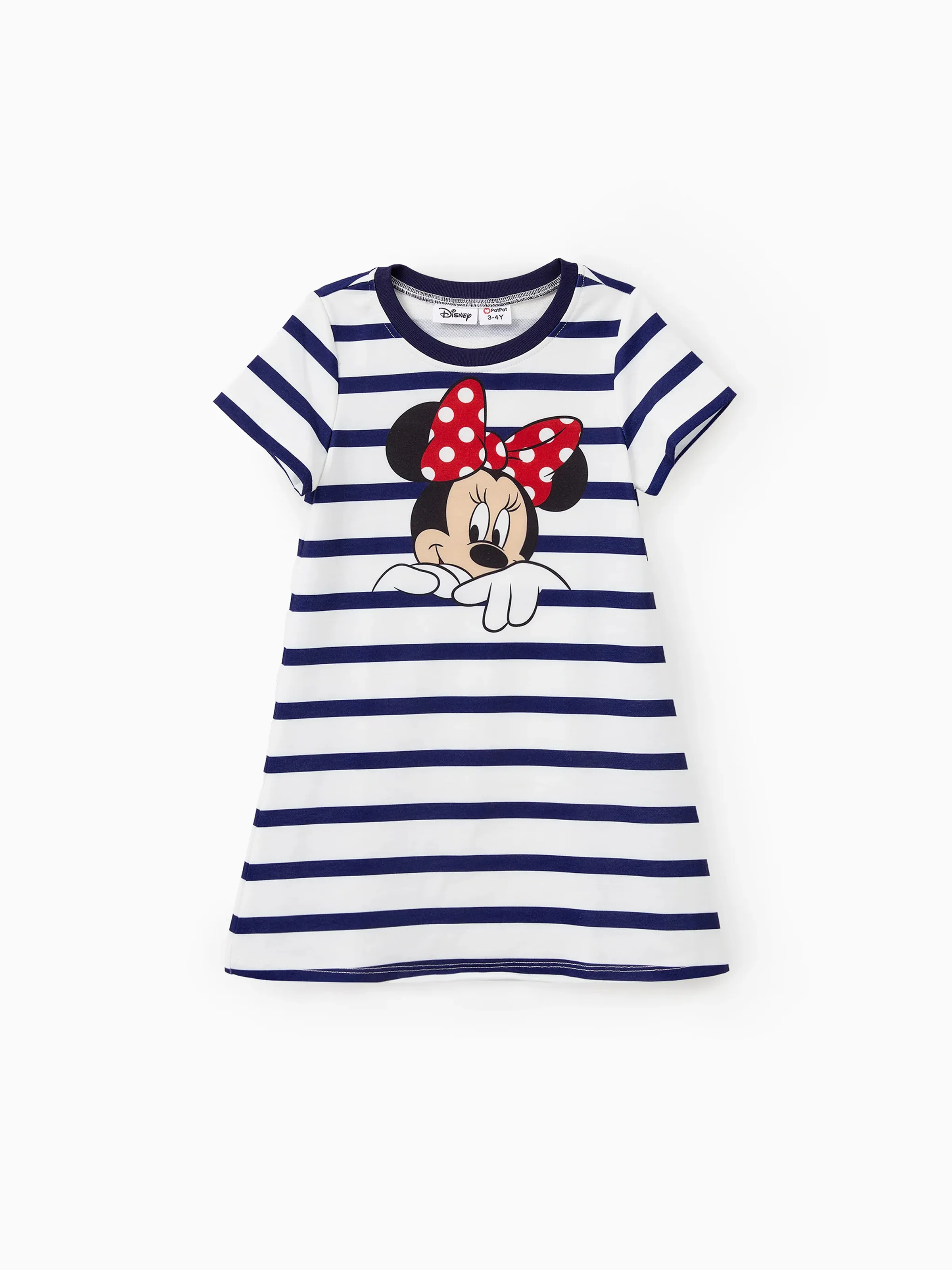 Disney Mickey and Friends Toddler/Kid Girl Stripe & Character Print Short-sleeve Naia™Dresses COLOREDSTRIPES