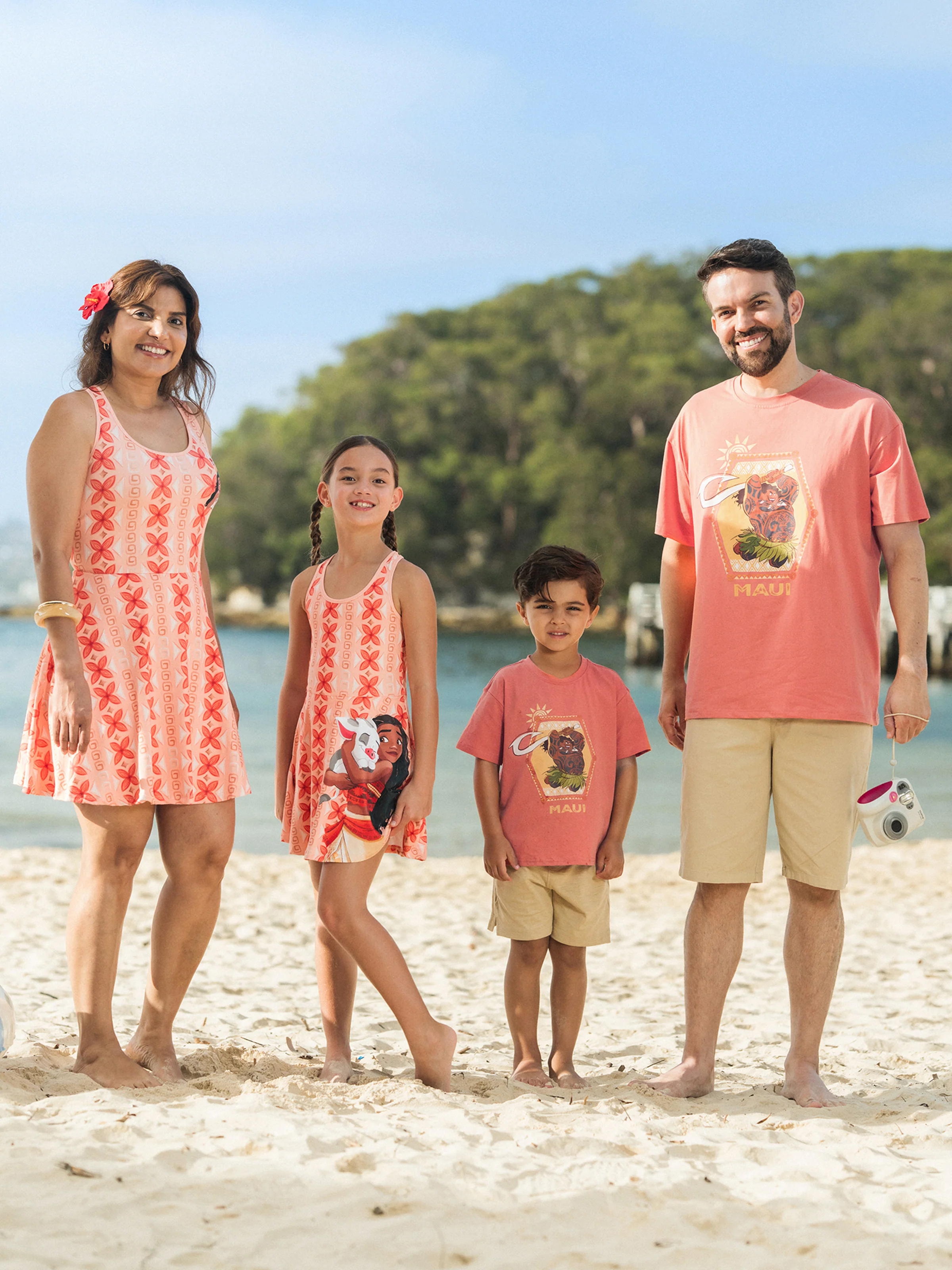 Disney Princess Mommy & me Moana Sporty Dress with Built-in Shorts & Pockets/ Cotton Top Orange - Image 2