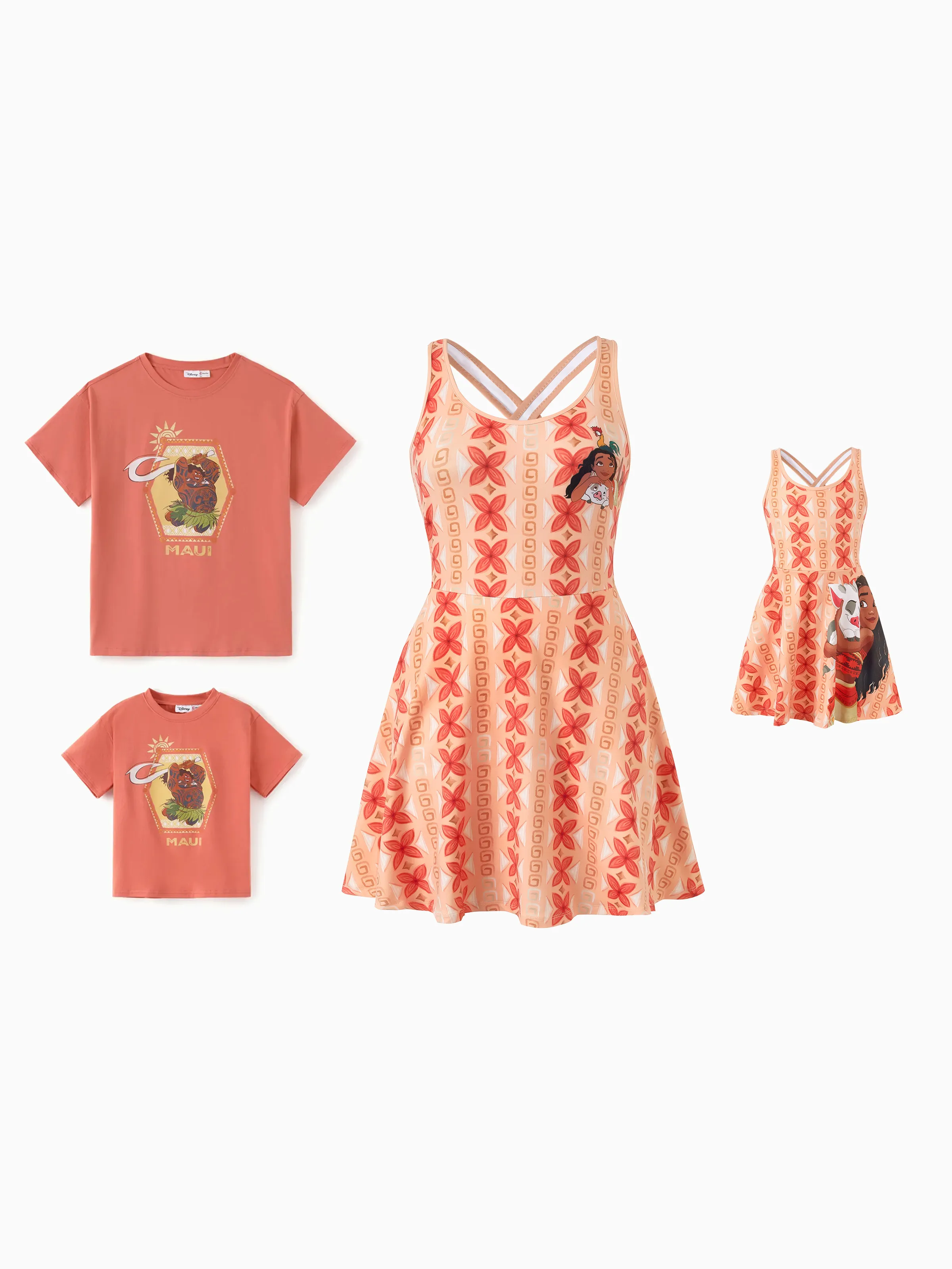 Disney Princess Daddy & Son Moana Sporty Dress/ Cotton Top Orange - Image 3