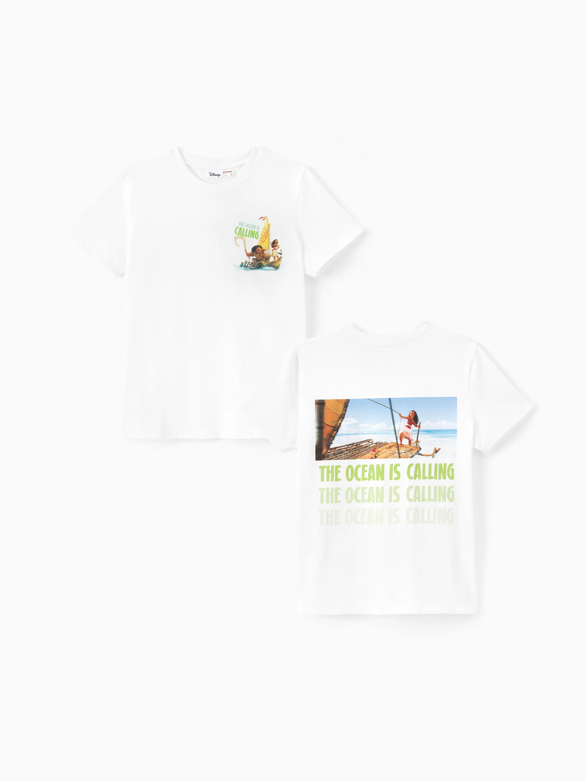 Disney Princess Moana Family Matching "The Ocean Is Calling" Graphic T-Shirts for Vacation & Everyday Fun White - Image 3
