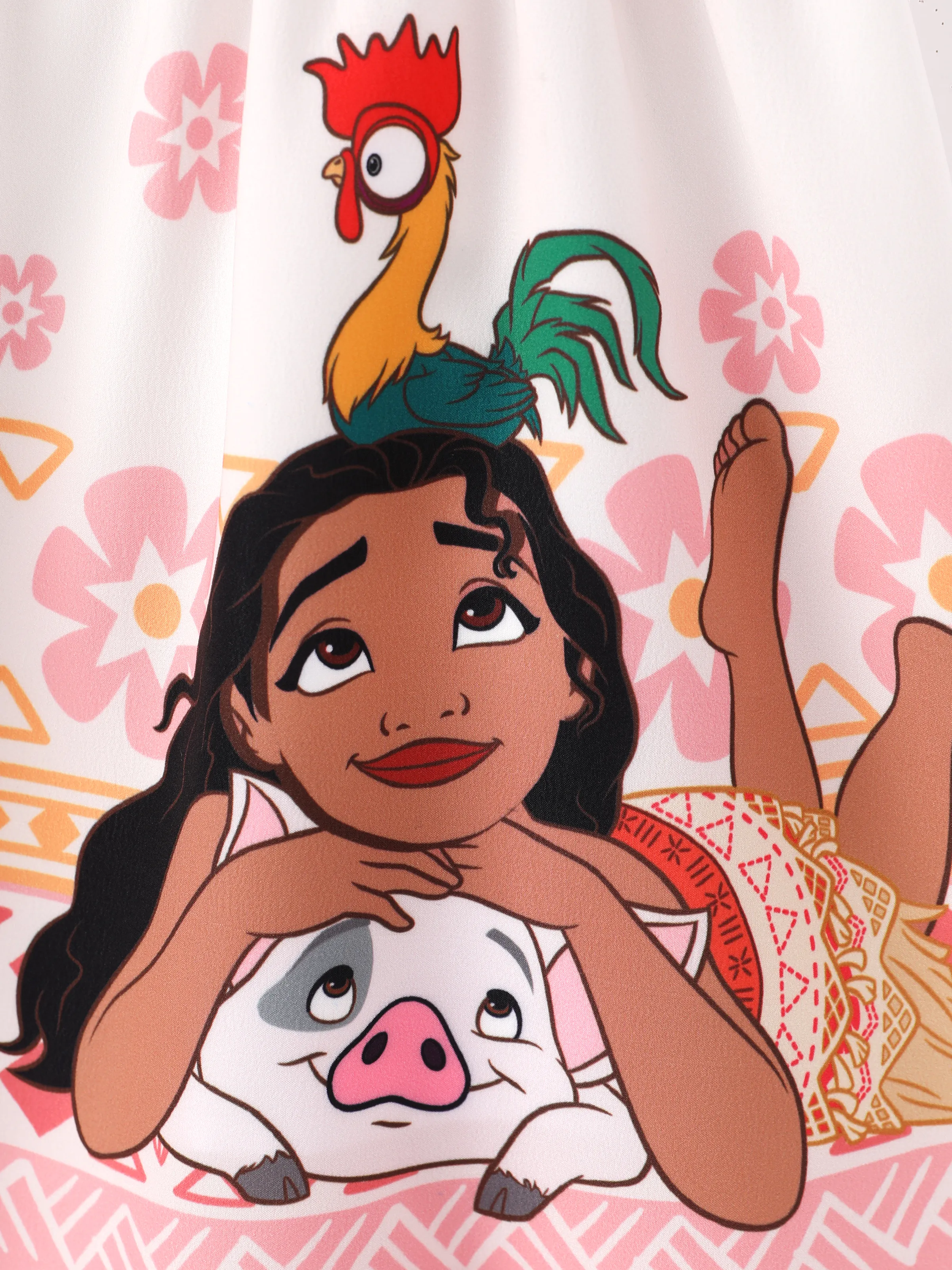 Disney Princess Mommy and Me Moana Floral Dresses with Ruffle Straps for Summer Family Outings & Photos Pink - Image 2