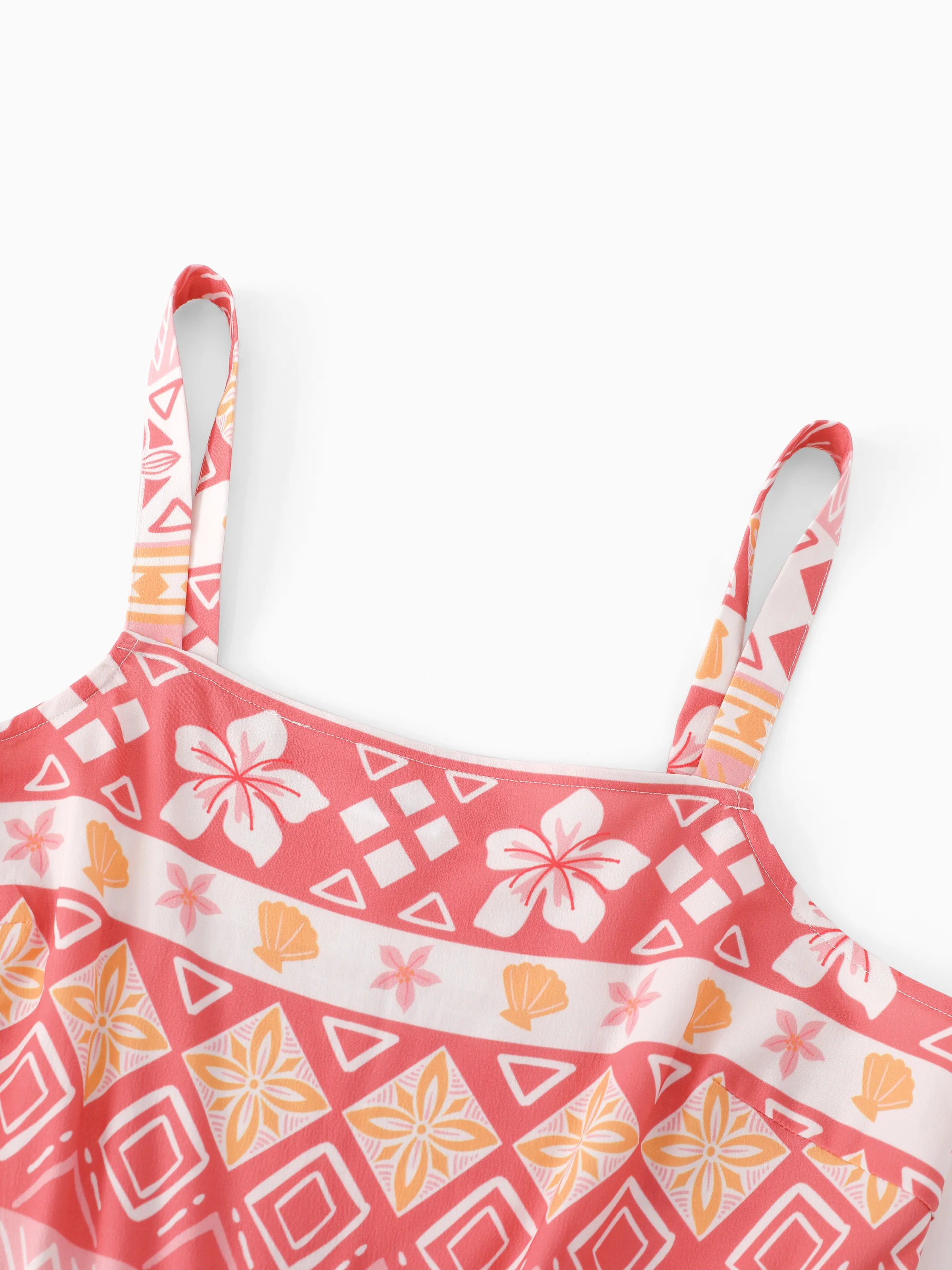 Disney Princess Mommy and Me Moana Floral Dresses with Ruffle Straps for Summer Family Outings & Photos Pink - Image 5