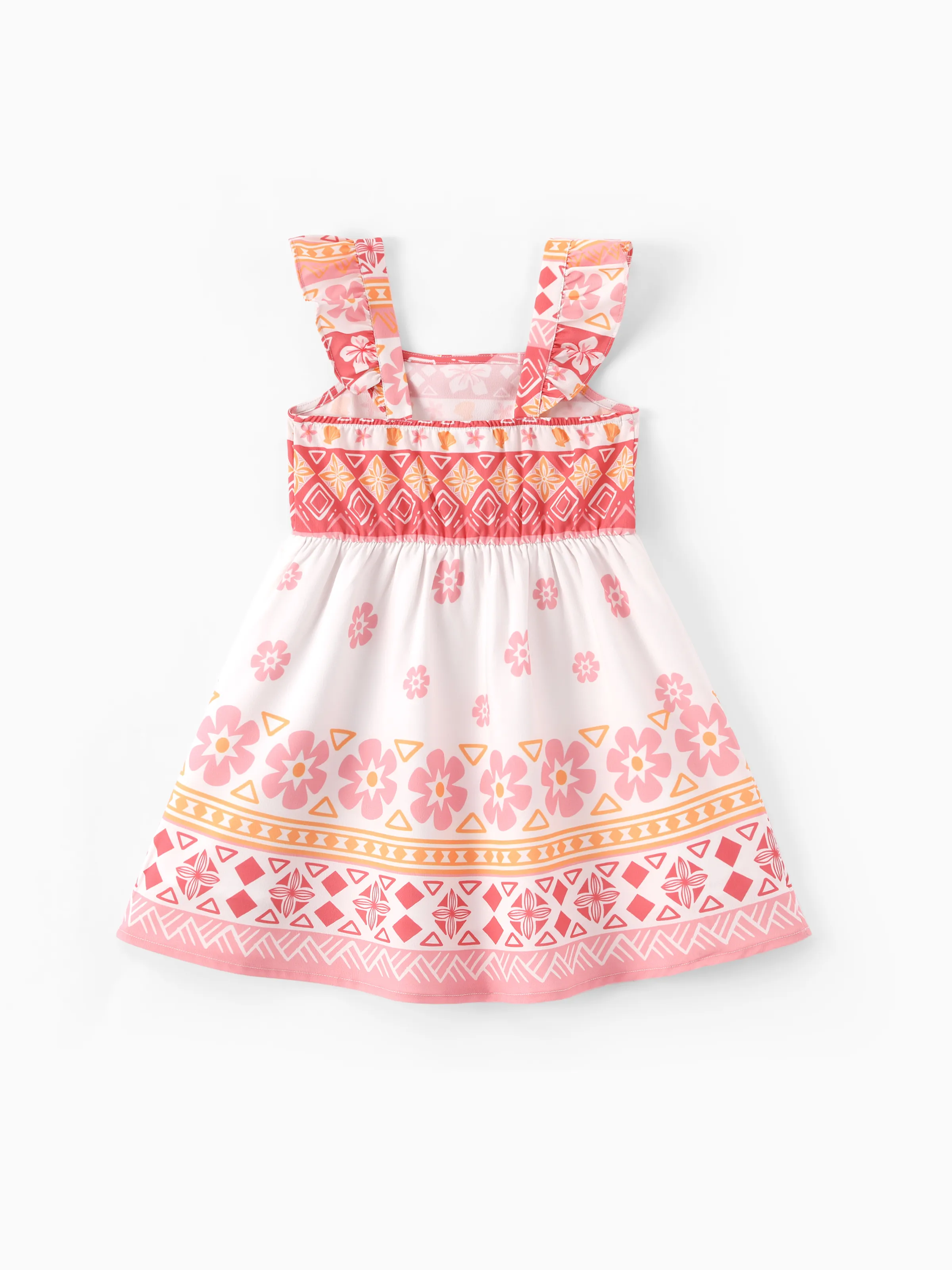 Disney Princess Mommy and Me Moana Floral Dresses with Ruffle Straps for Summer Family Outings & Photos Pink - Image 8